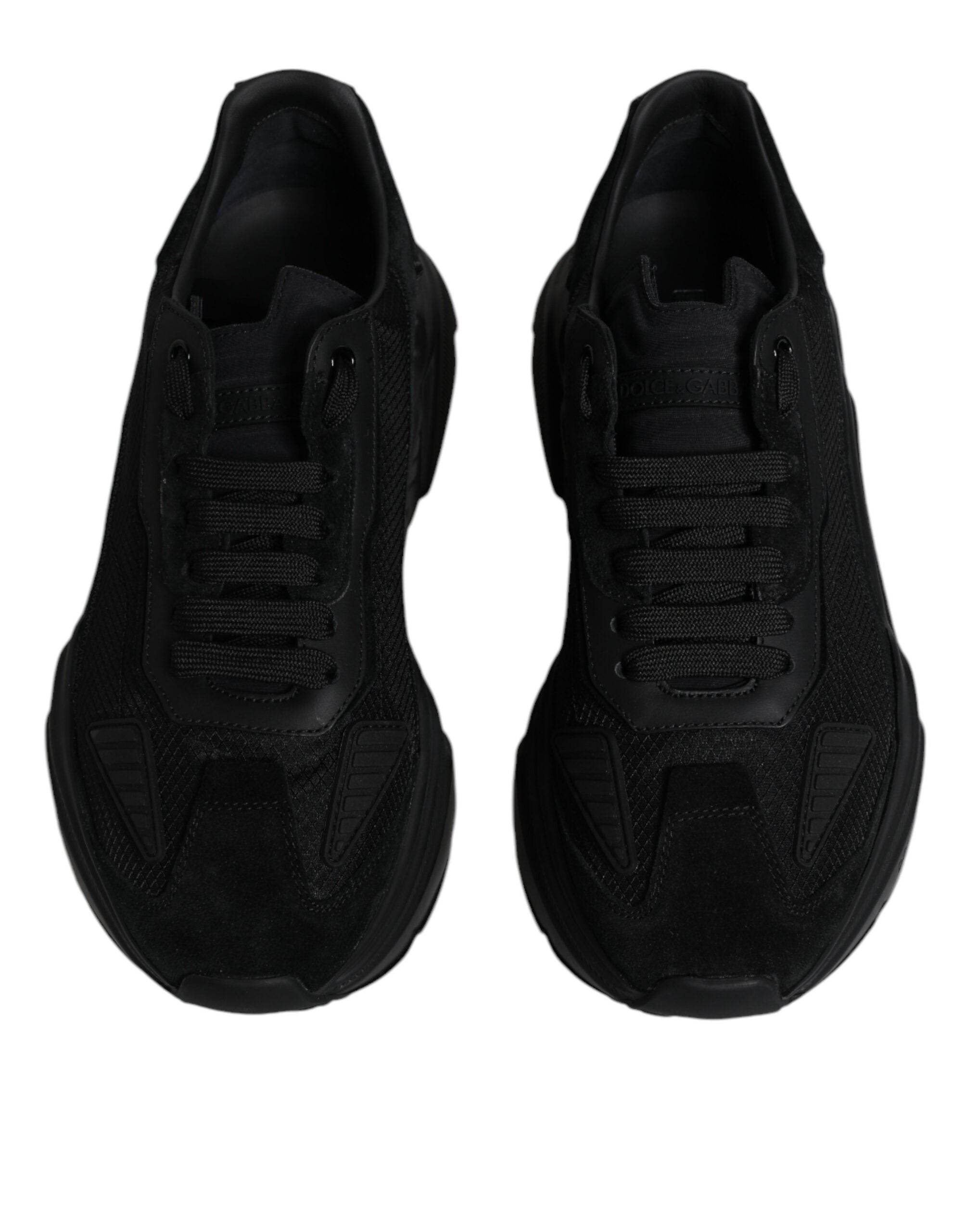 Dolce & Gabbana Black Leather Daymaster Low Top Sneakers Shoes - Hilstor