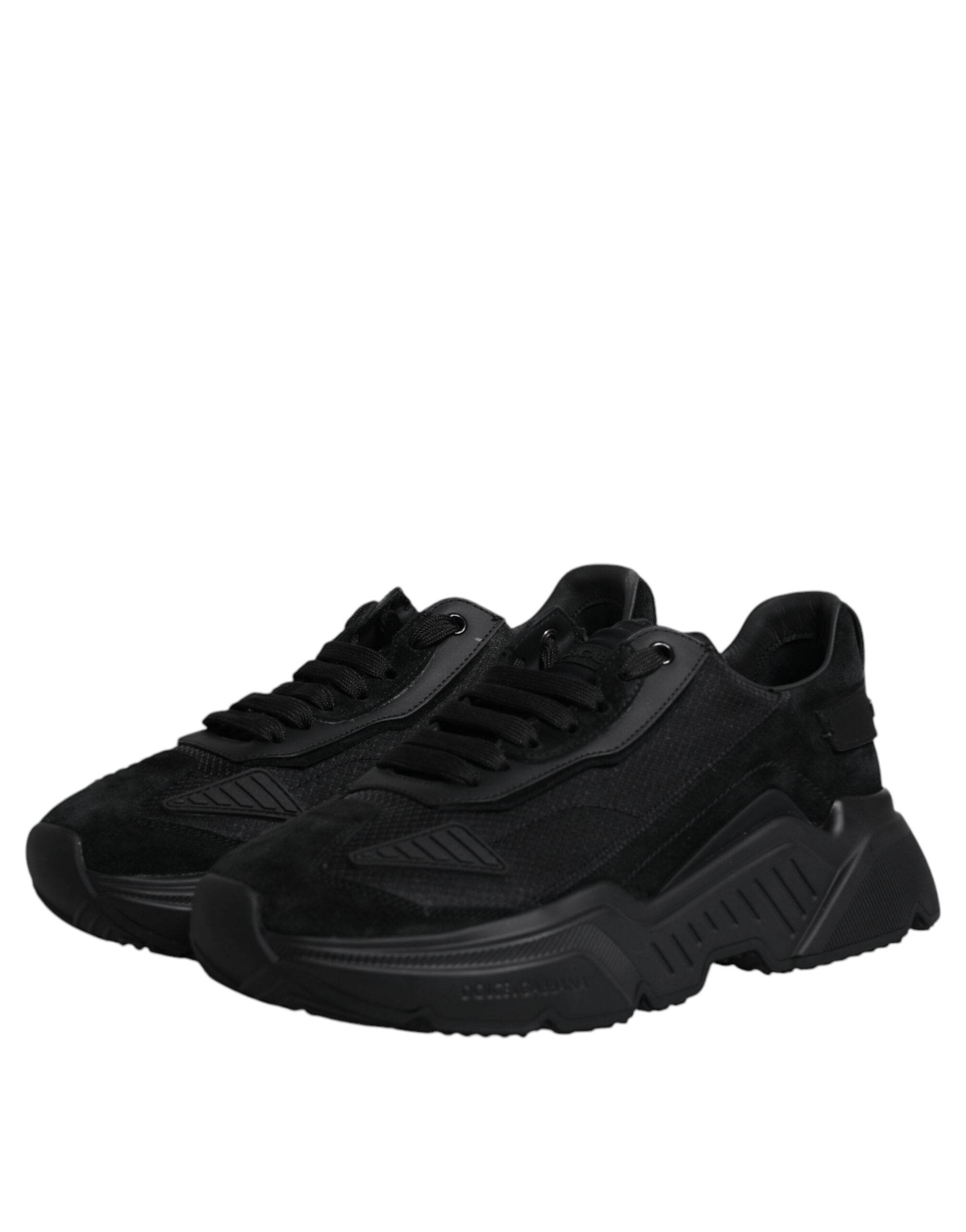 Dolce & Gabbana Black Leather Daymaster Low Top Sneakers Shoes - Hilstor
