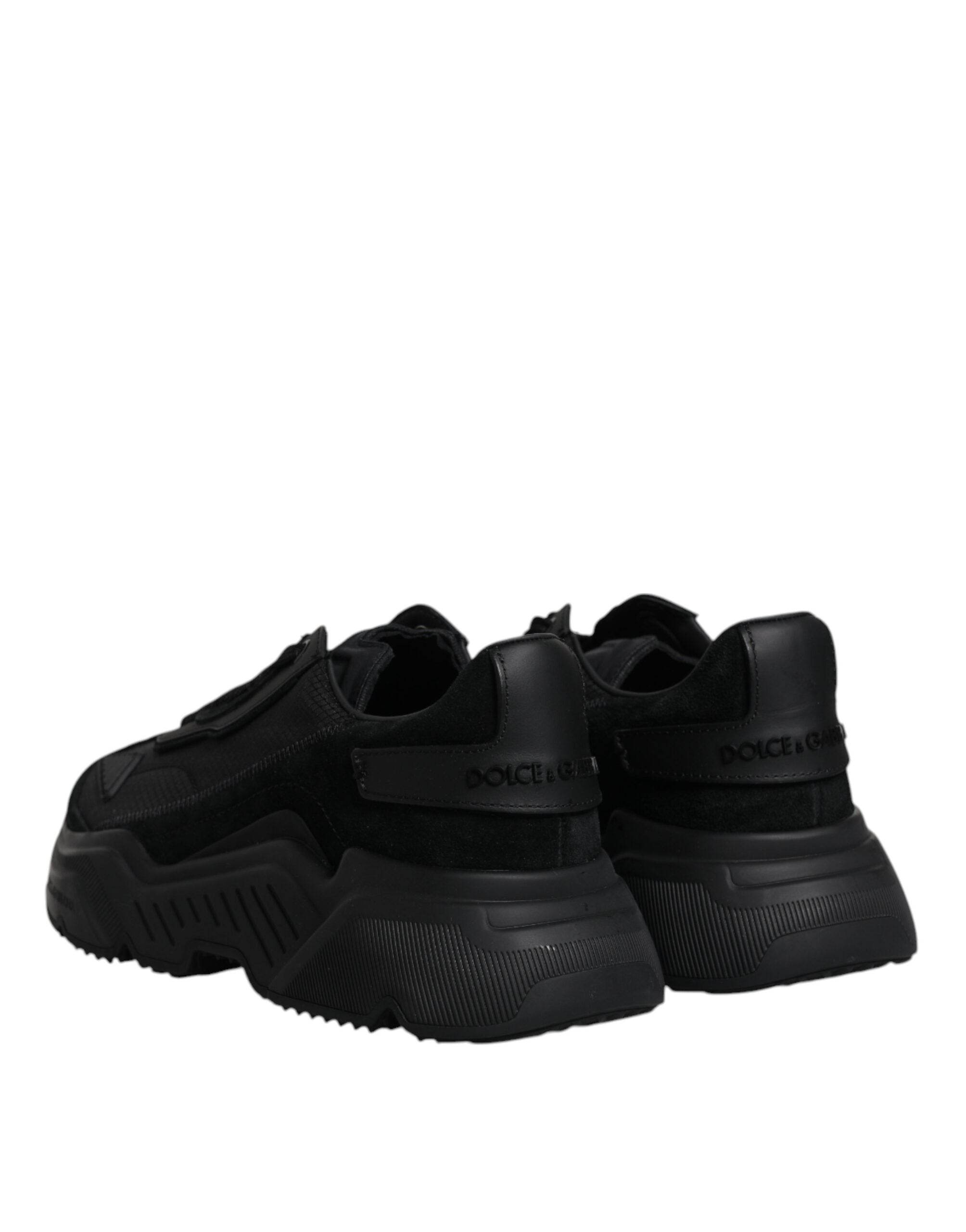 Dolce & Gabbana Black Leather Daymaster Low Top Sneakers Shoes - Hilstor