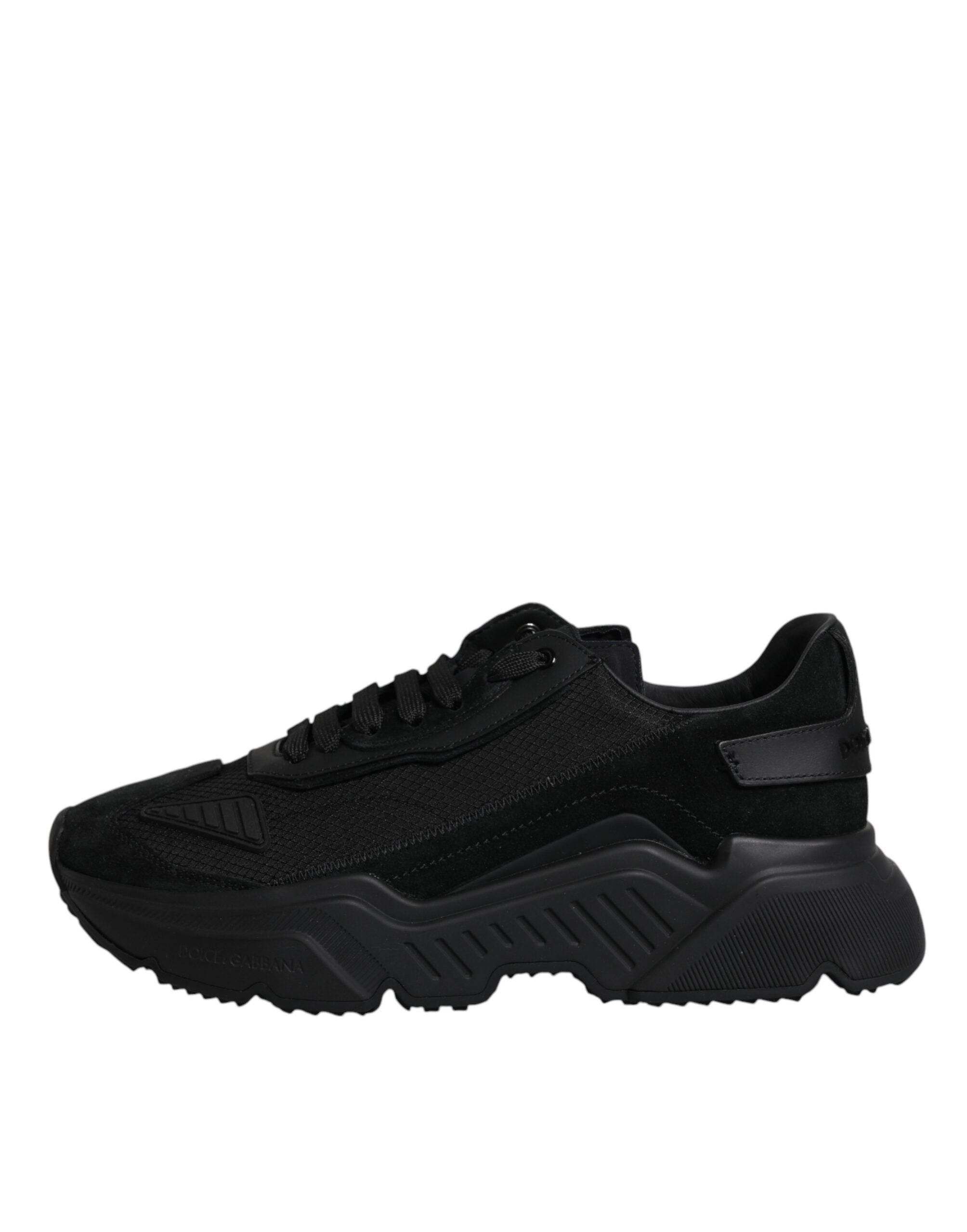 Dolce & Gabbana Black Leather Daymaster Low Top Sneakers Shoes - Hilstor