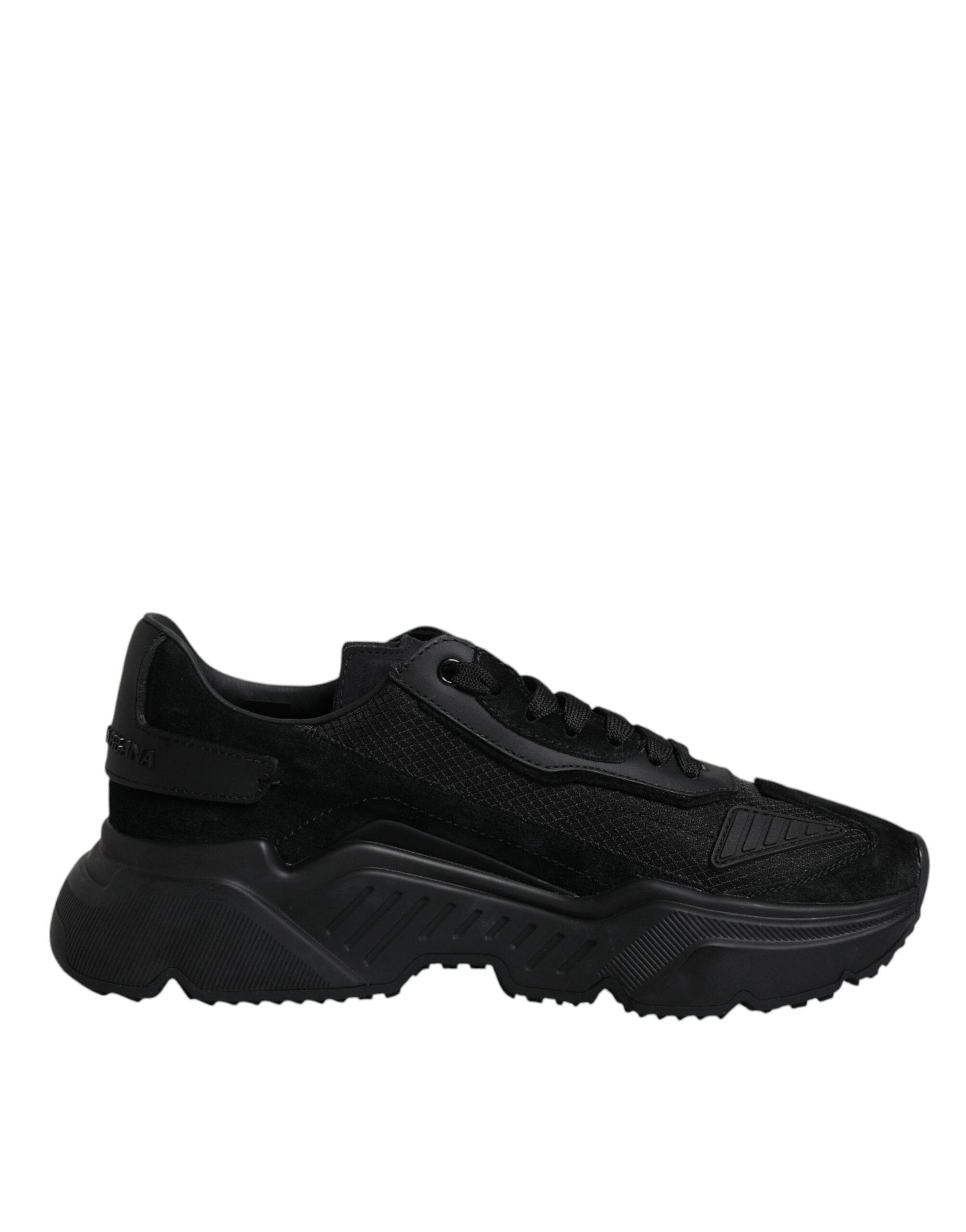 Dolce & Gabbana Black Leather Daymaster Low Top Sneakers Shoes - Hilstor