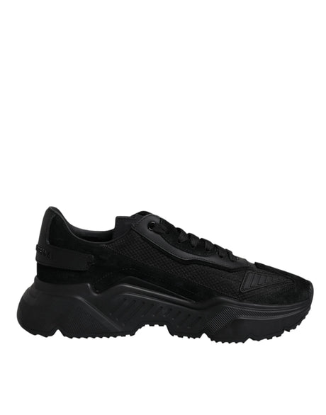 Dolce & Gabbana Black Leather Daymaster Low Top Sneakers Shoes - Hilstor