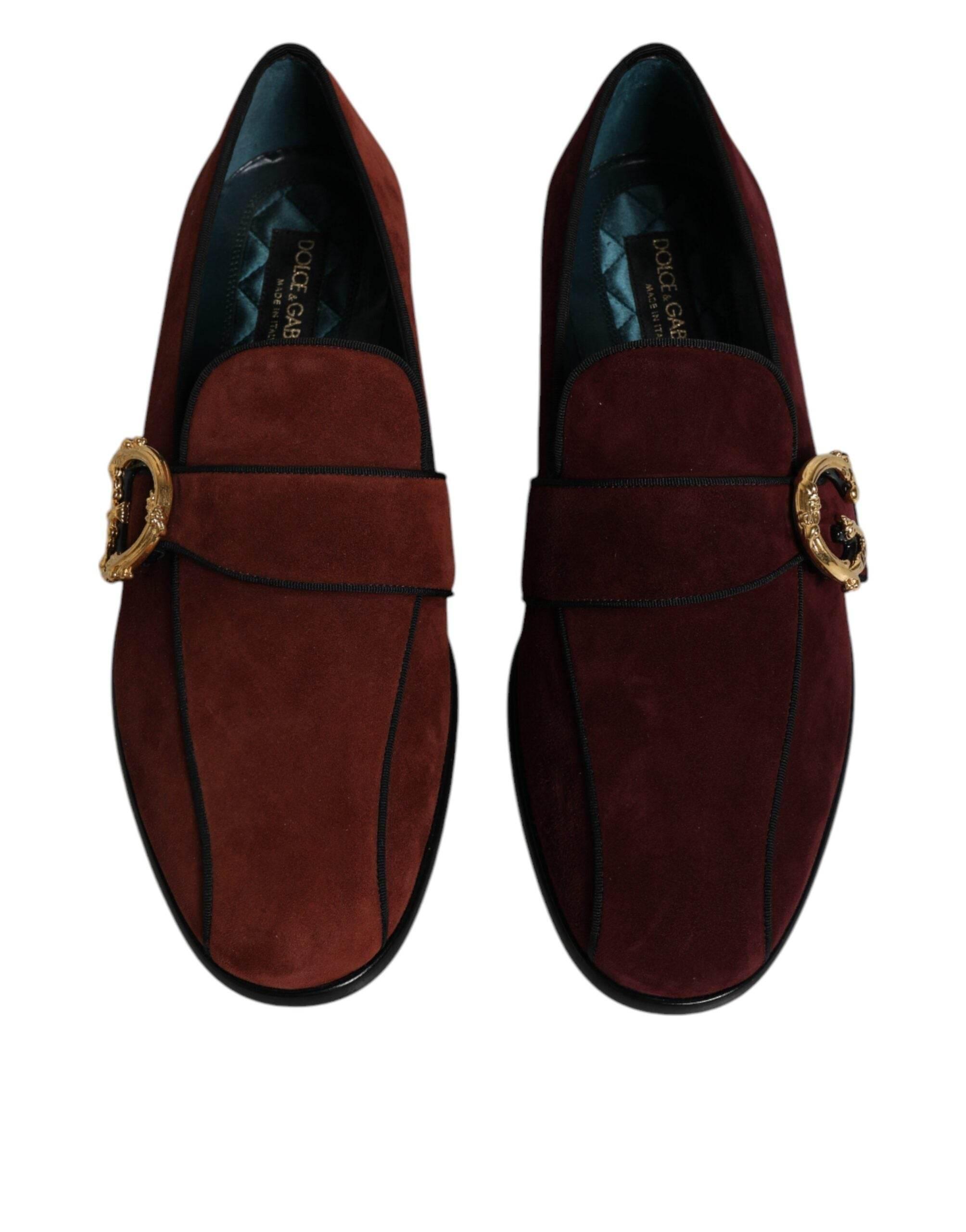 Dolce & Gabbana Bordeaux Suede Loafers Formal Men Dress Shoes - Hilstor