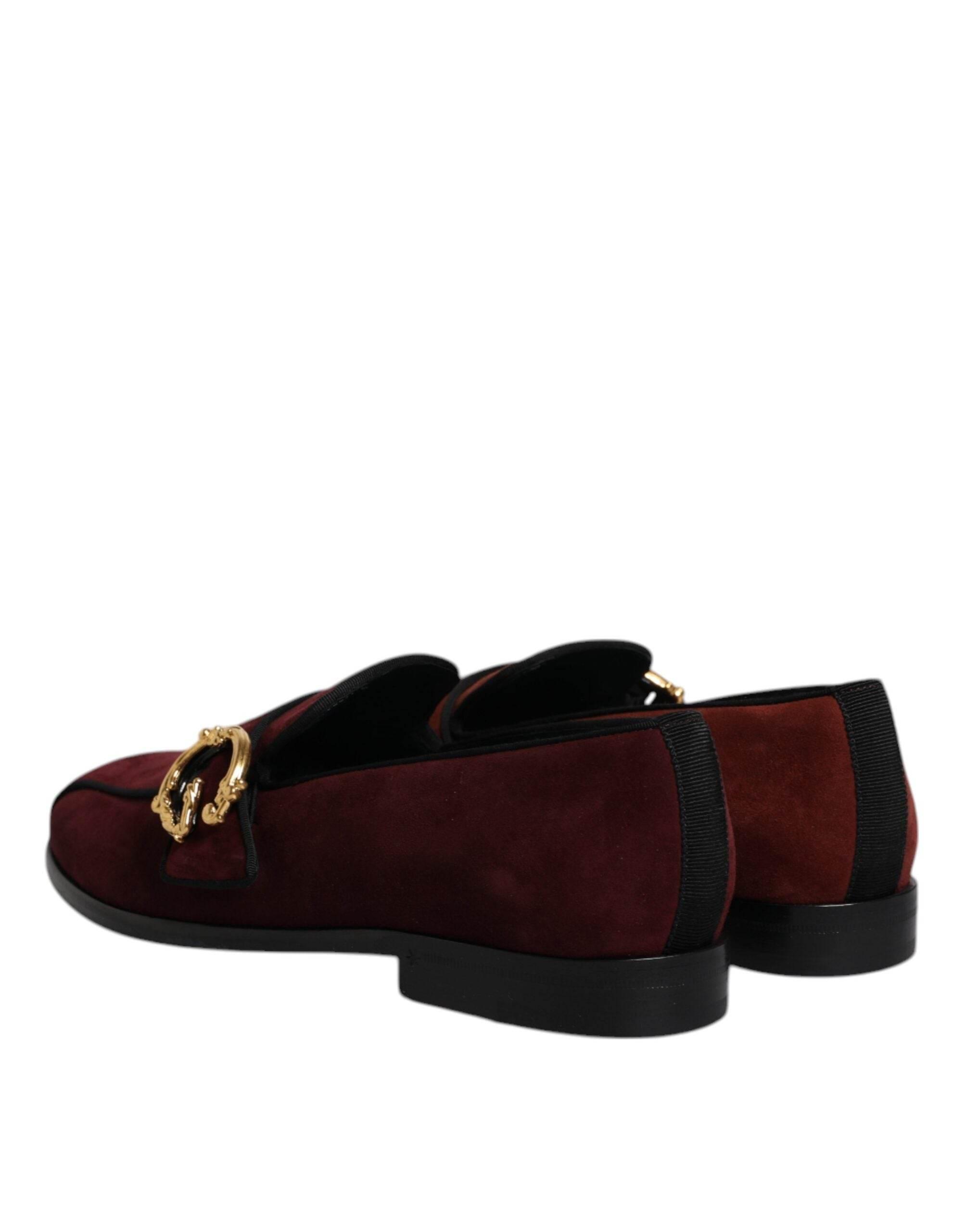 Dolce & Gabbana Bordeaux Suede Loafers Formal Men Dress Shoes - Hilstor