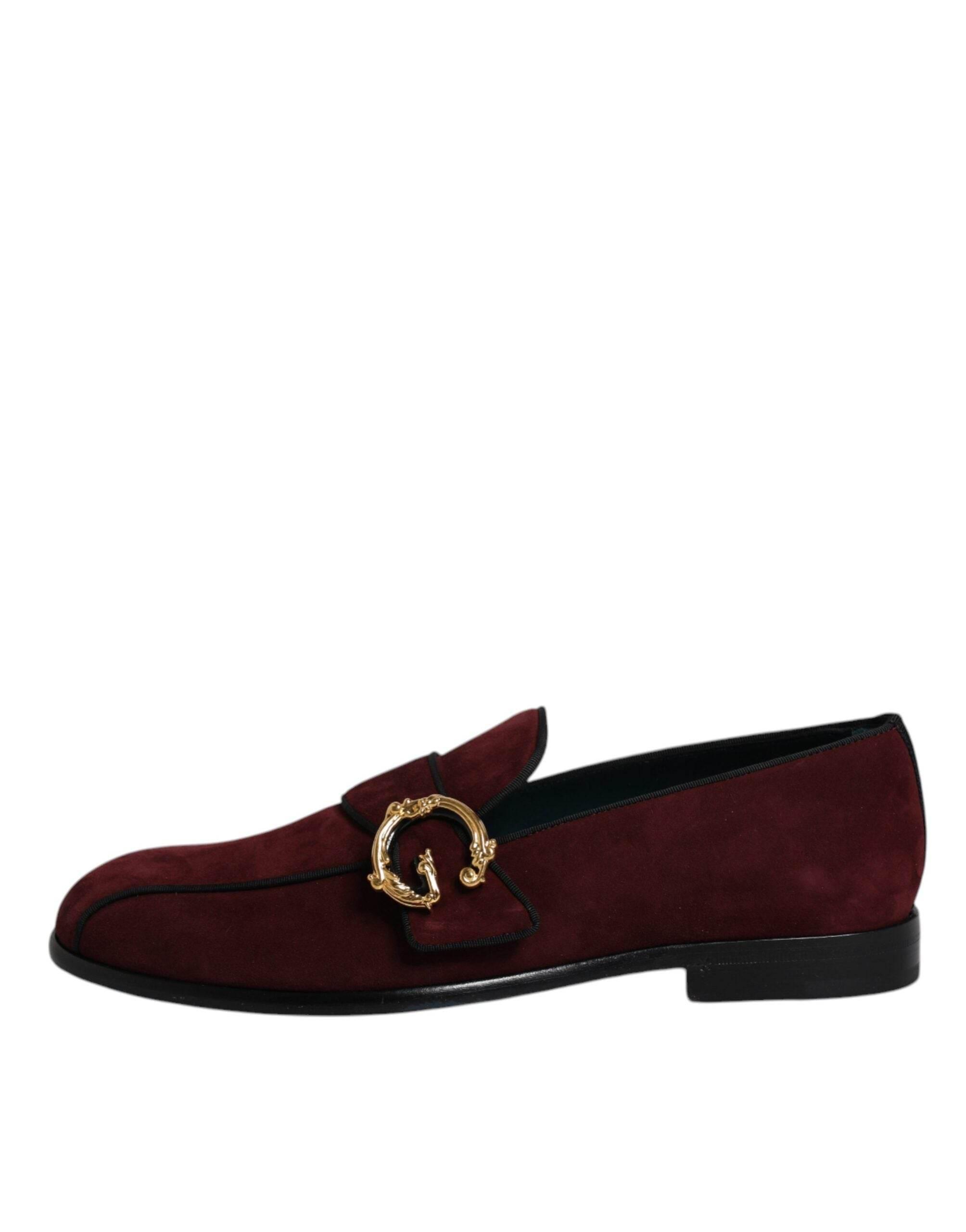 Dolce & Gabbana Bordeaux Suede Loafers Formal Men Dress Shoes - Hilstor