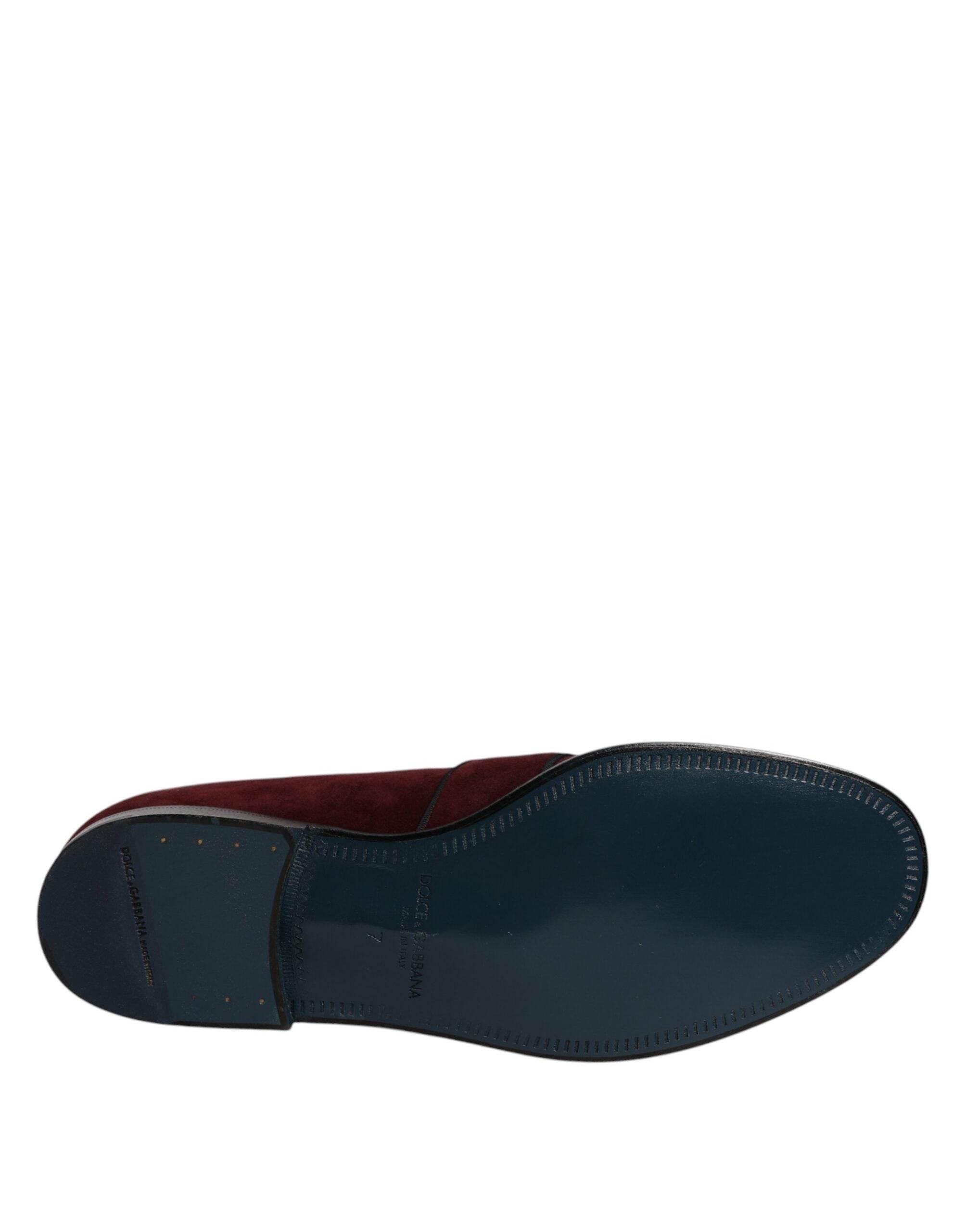 Dolce & Gabbana Bordeaux Suede Loafers Formal Men Dress Shoes - Hilstor