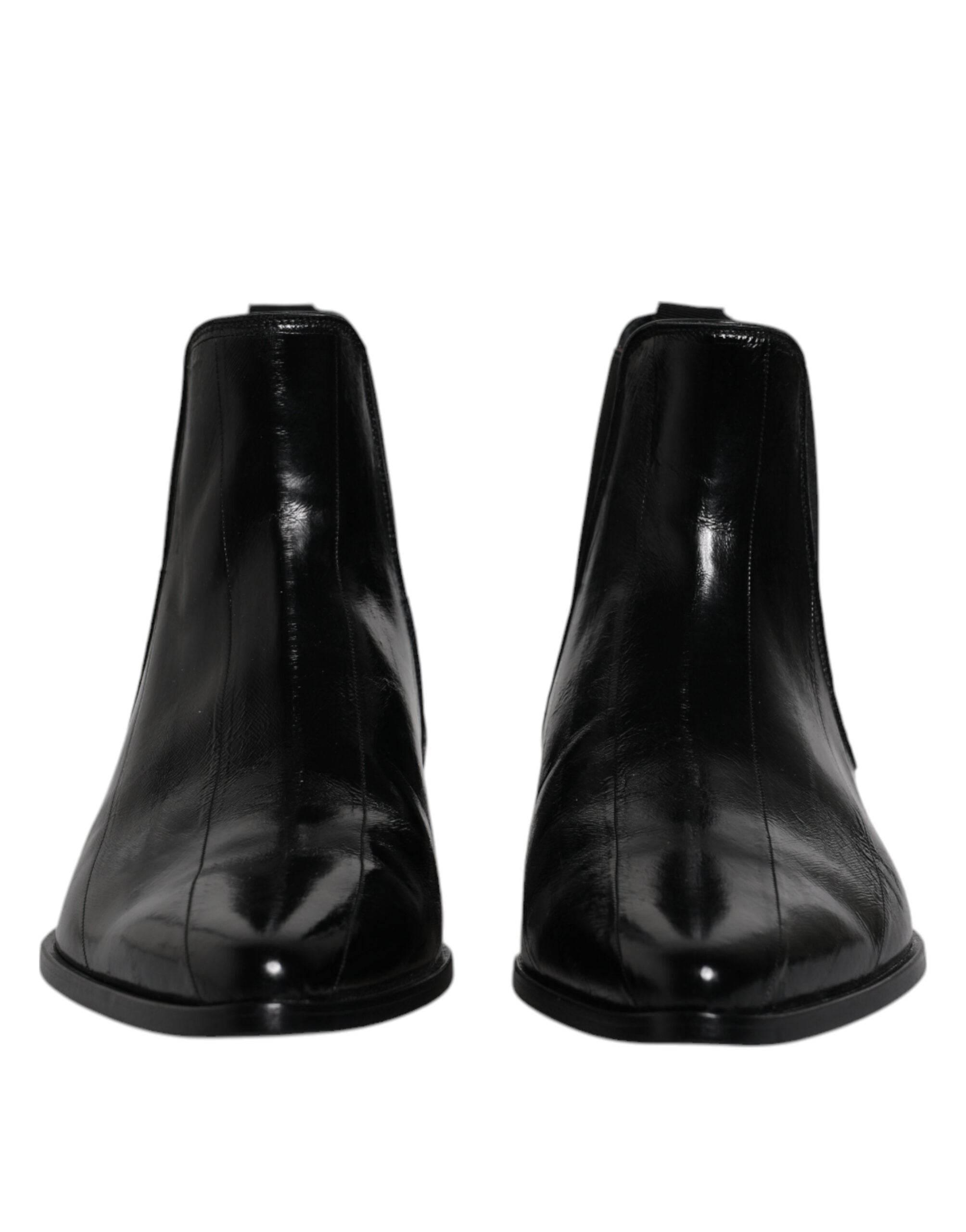 Dolce & Gabbana Black Leather Chelsea Men Ankle Boots Shoes - Hilstor