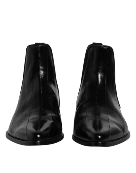 Dolce & Gabbana Black Leather Chelsea Men Ankle Boots Shoes - Hilstor