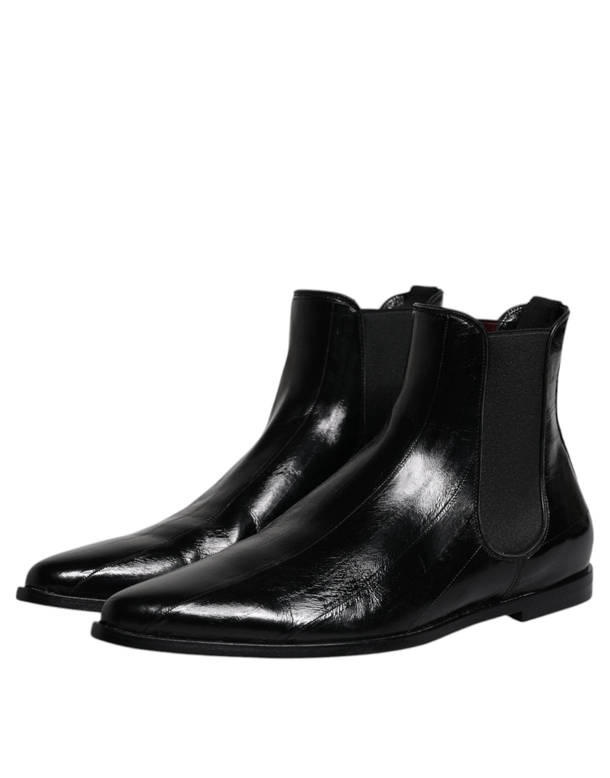 Dolce & Gabbana Black Leather Chelsea Men Ankle Boots Shoes - Hilstor