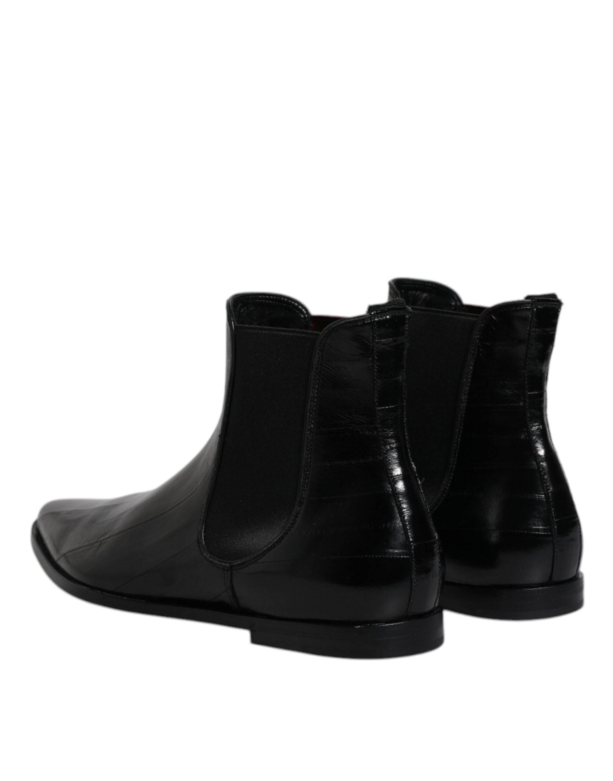 Dolce & Gabbana Black Leather Chelsea Men Ankle Boots Shoes - Hilstor