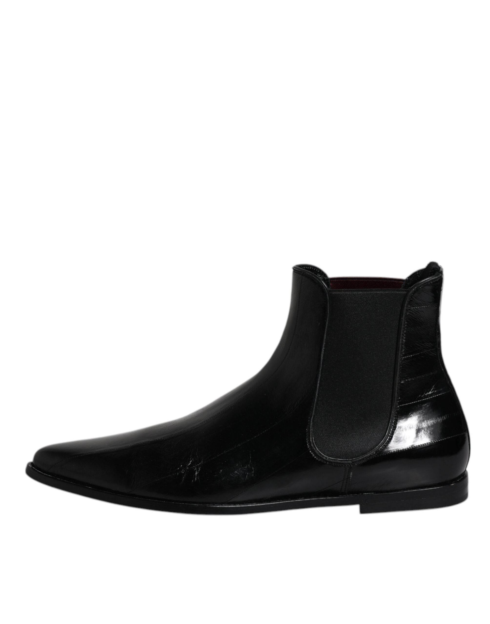 Dolce & Gabbana Black Leather Chelsea Men Ankle Boots Shoes - Hilstor