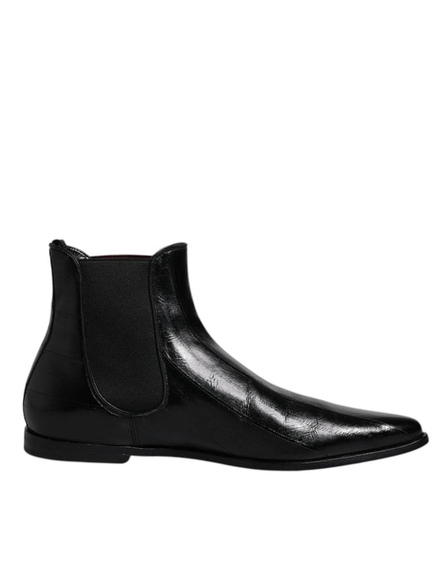 Dolce & Gabbana Black Leather Chelsea Men Ankle Boots Shoes - Hilstor