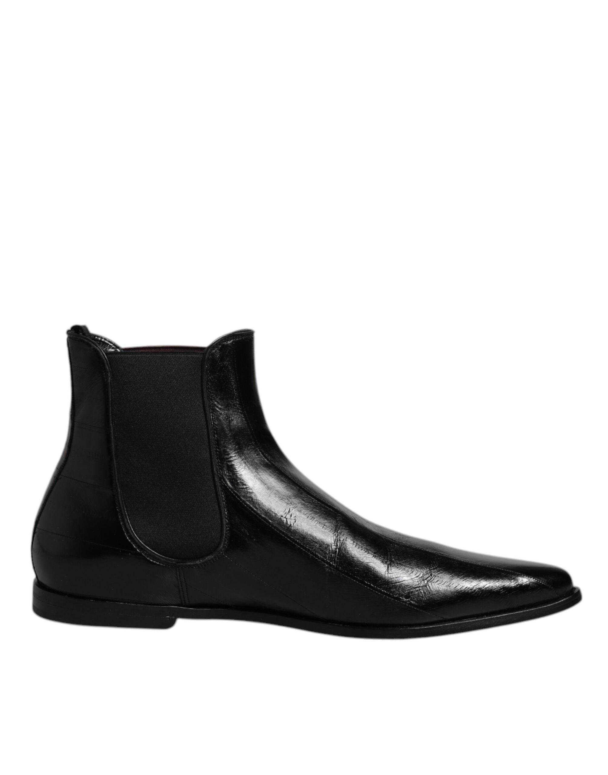 Dolce & Gabbana Black Leather Chelsea Men Ankle Boots Shoes - Hilstor