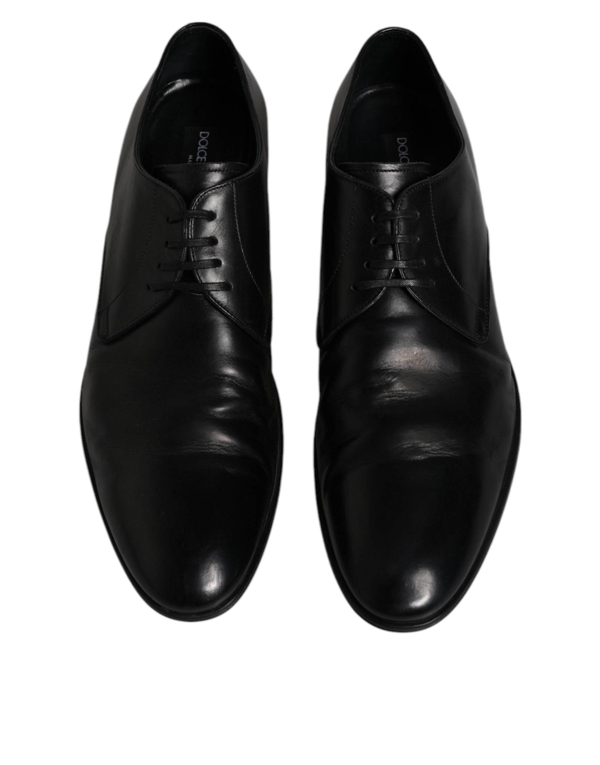 Dolce & Gabbana Black Patent Leather Derby Men Dress Shoes - Hilstor