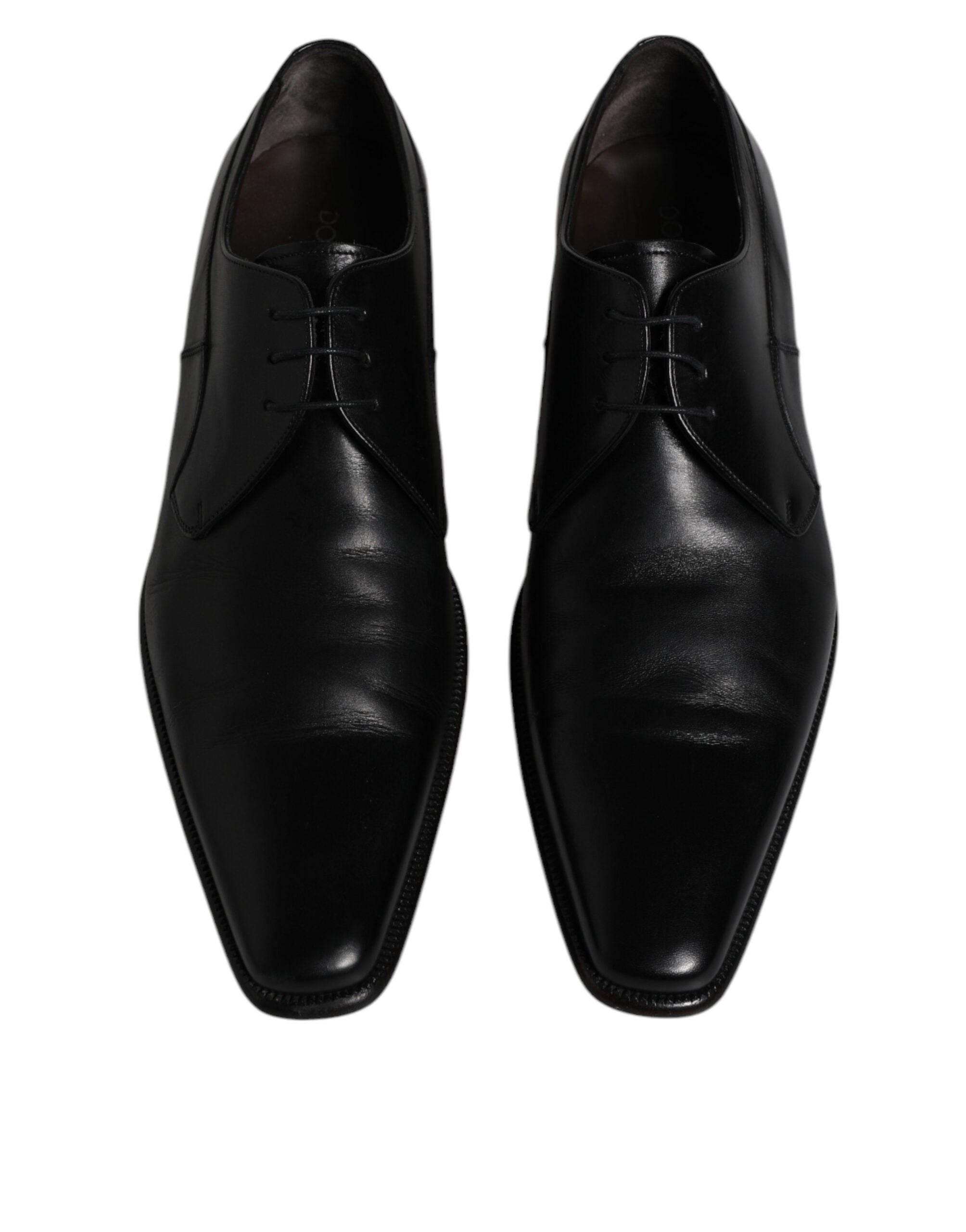 Dolce & Gabbana Black Leather Derby Men Formal Dress Shoes - Hilstor