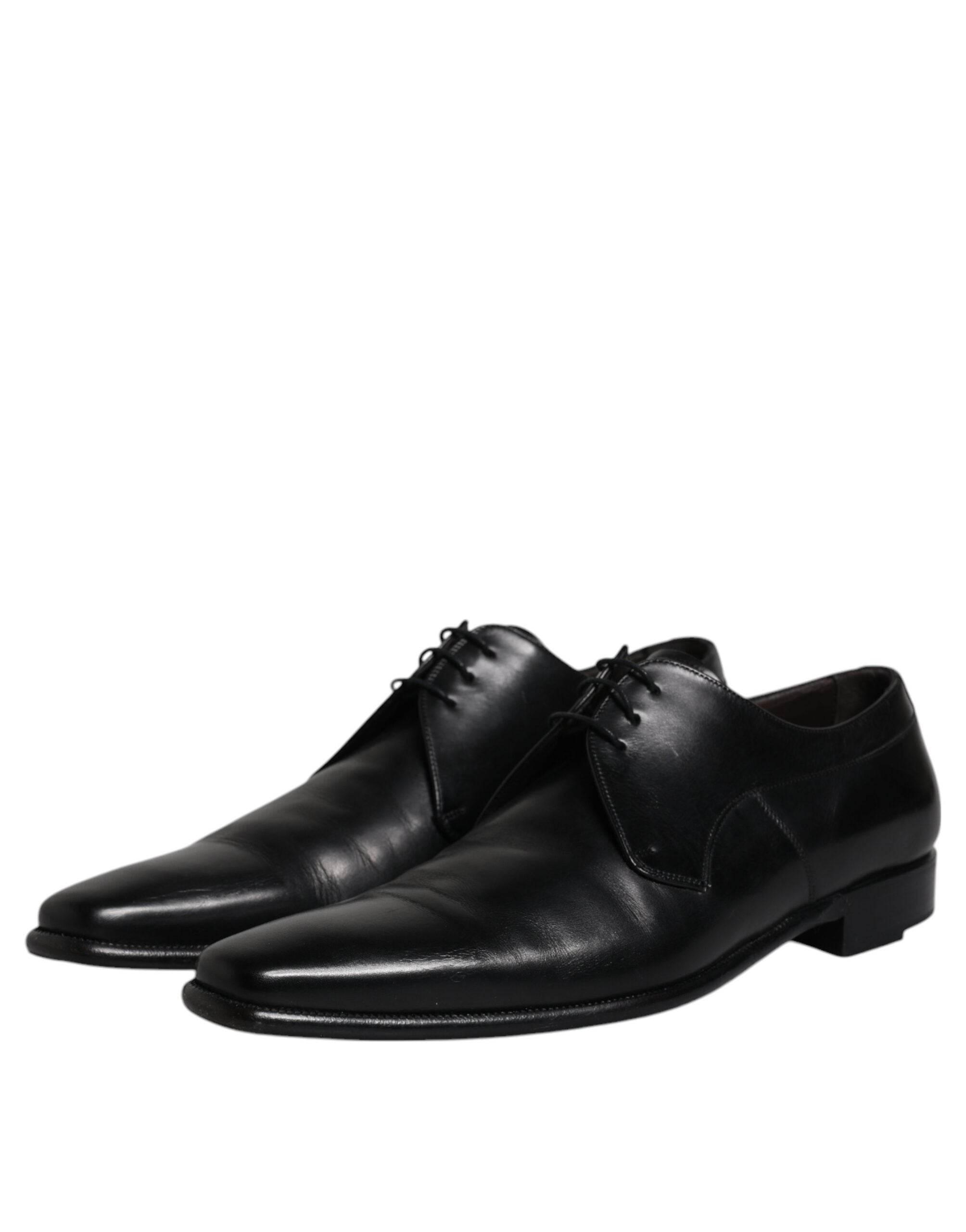 Dolce & Gabbana Black Leather Derby Men Formal Dress Shoes - Hilstor