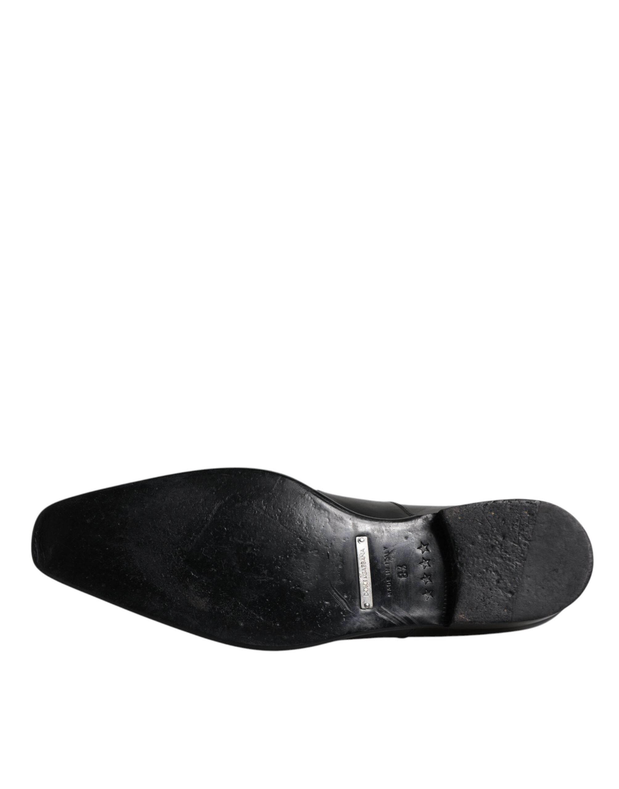 Dolce & Gabbana Black Leather Derby Men Formal Dress Shoes - Hilstor