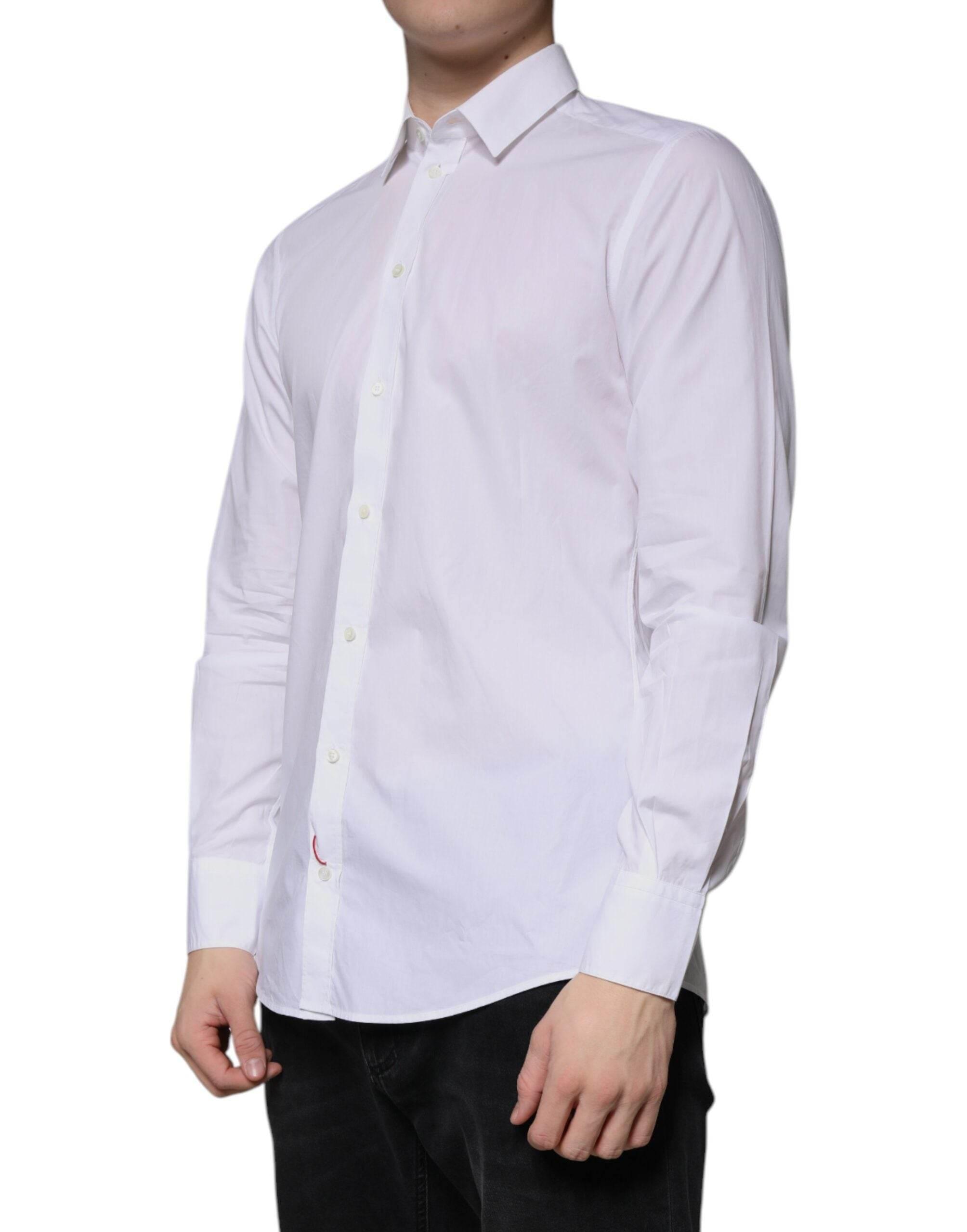 Dolce & Gabbana White Cotton Long Sleeve Formal Dress Shirt - Hilstor