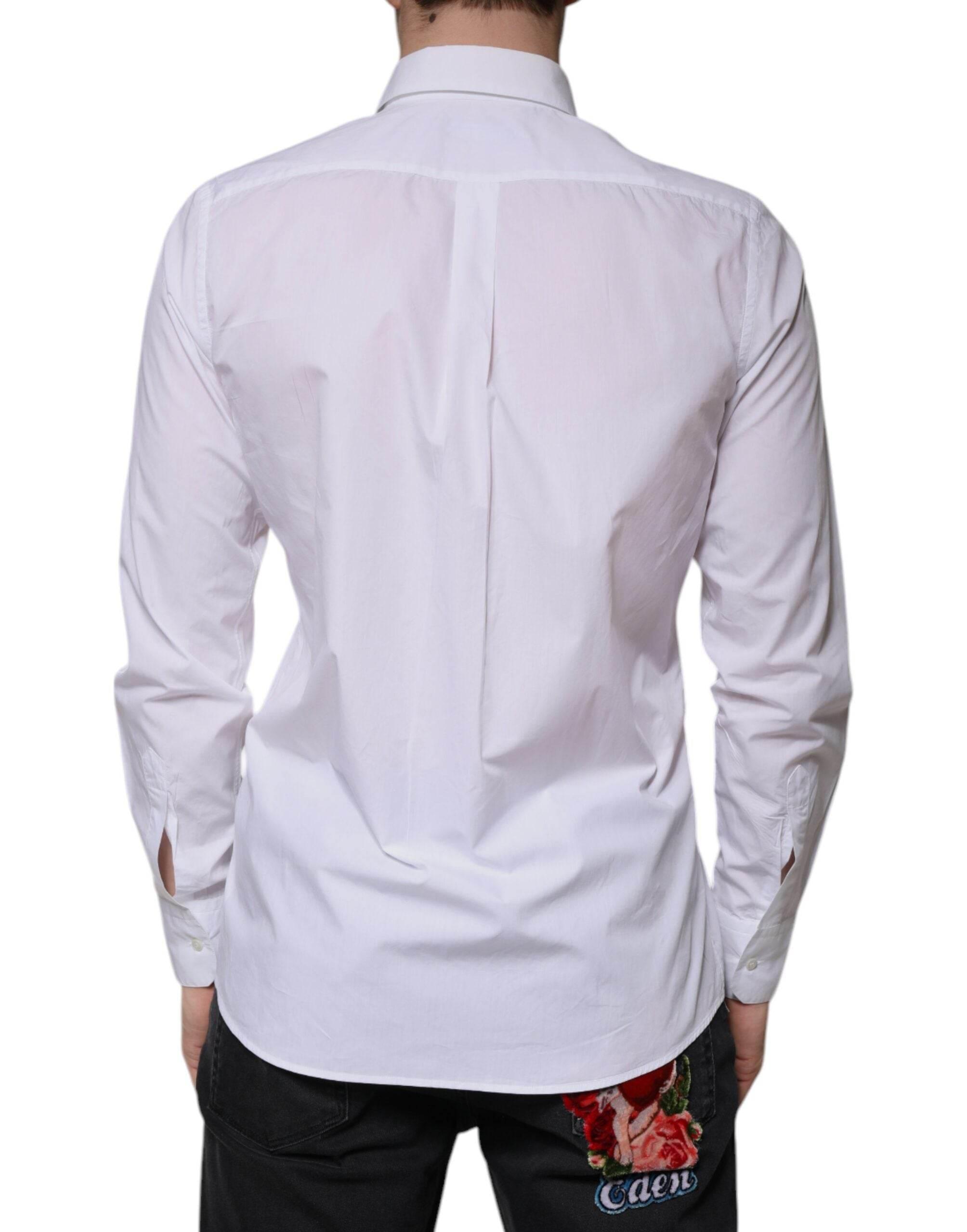 Dolce & Gabbana White Cotton Long Sleeve Formal Dress Shirt - Hilstor
