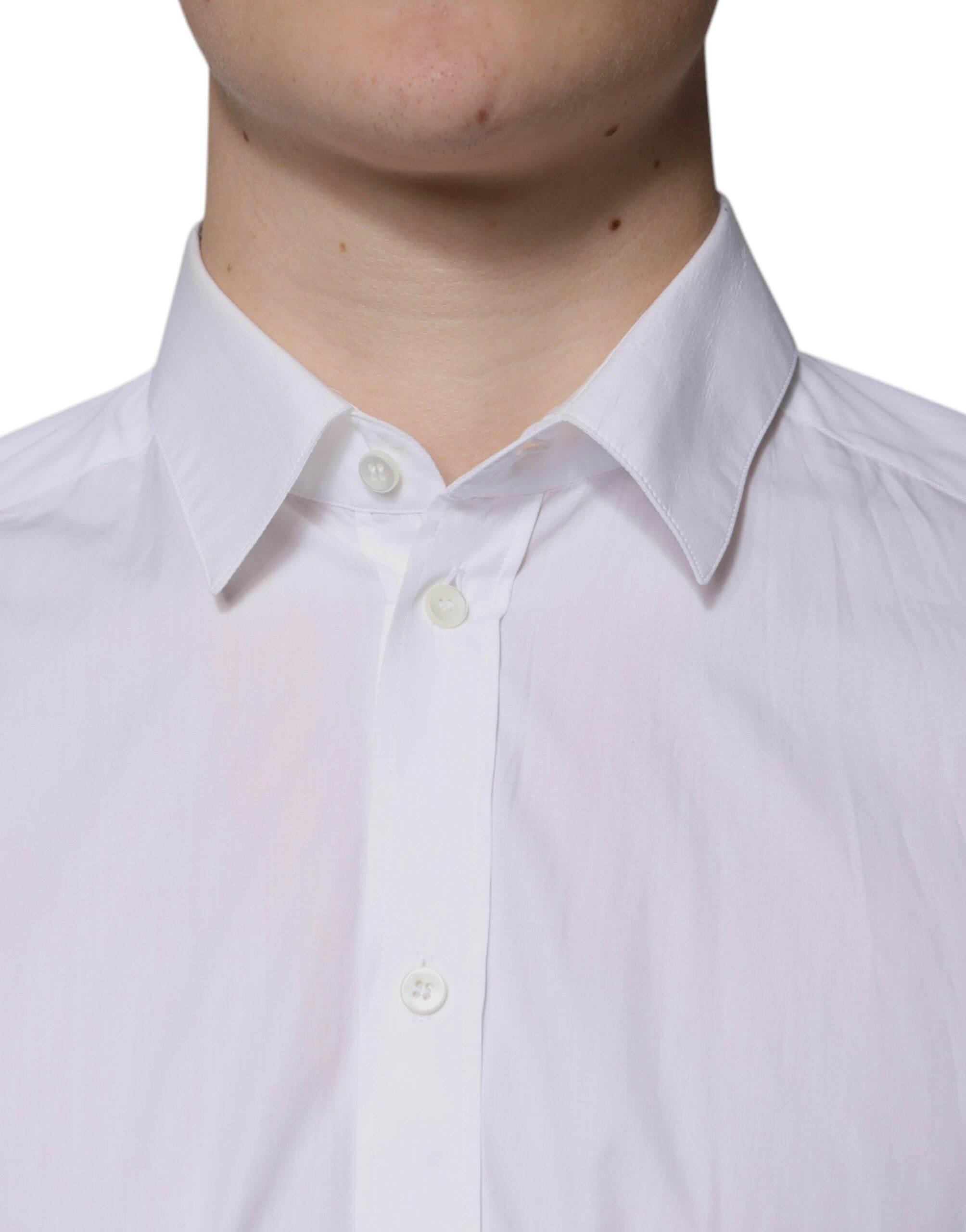 Dolce & Gabbana White Cotton Long Sleeve Formal Dress Shirt - Hilstor