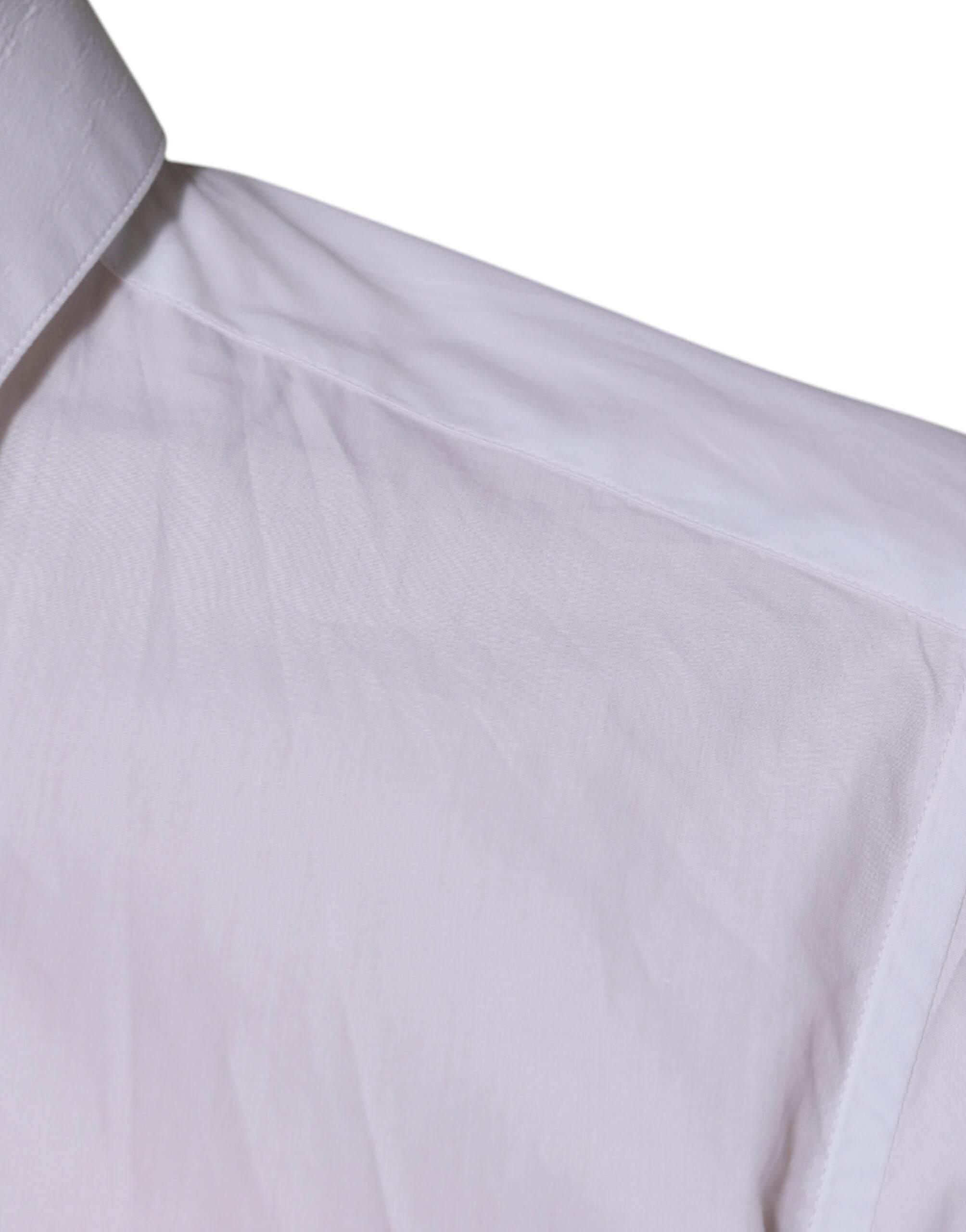 Dolce & Gabbana White Cotton Long Sleeve Formal Dress Shirt - Hilstor
