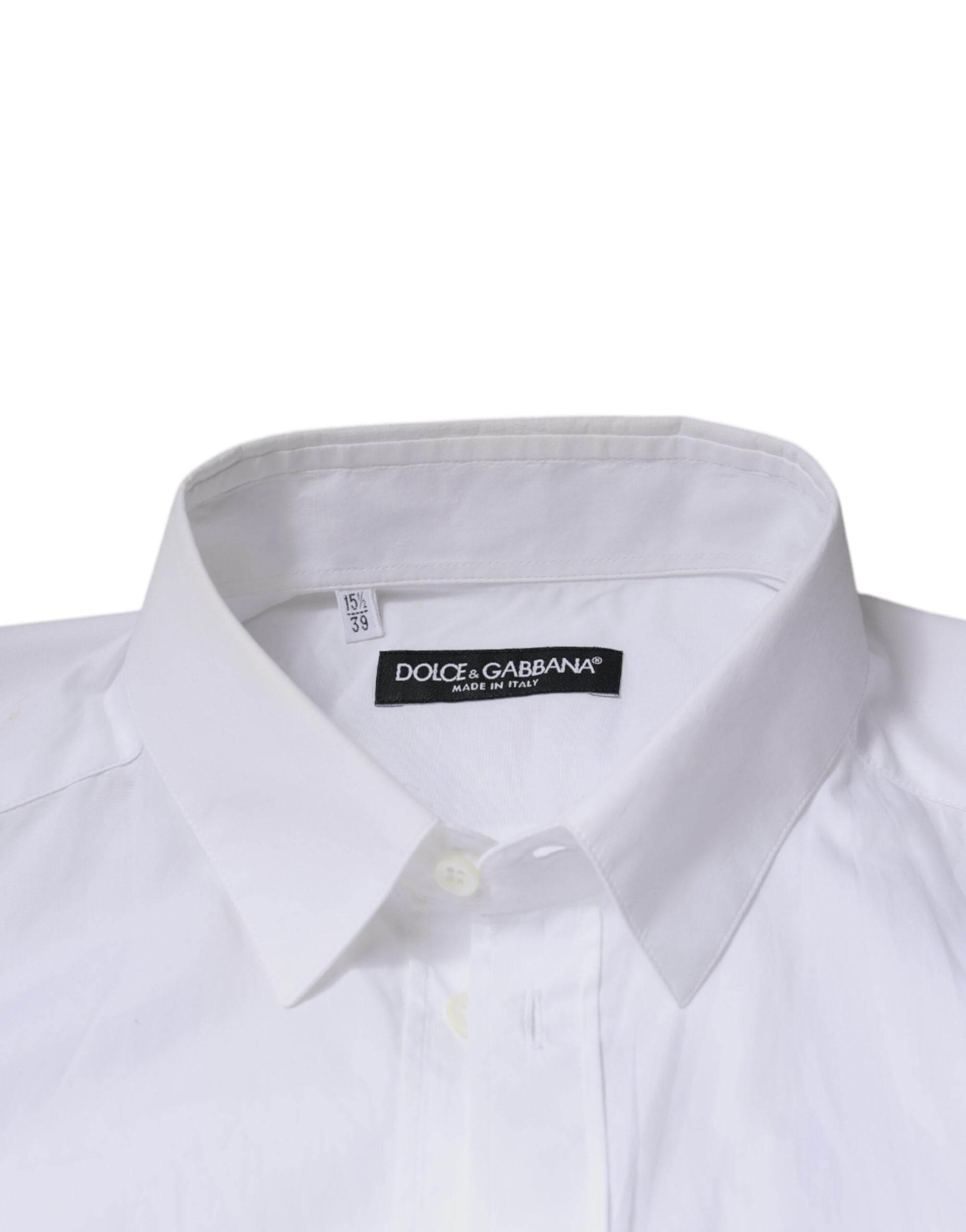 Dolce & Gabbana White Cotton Long Sleeve Formal Dress Shirt - Hilstor