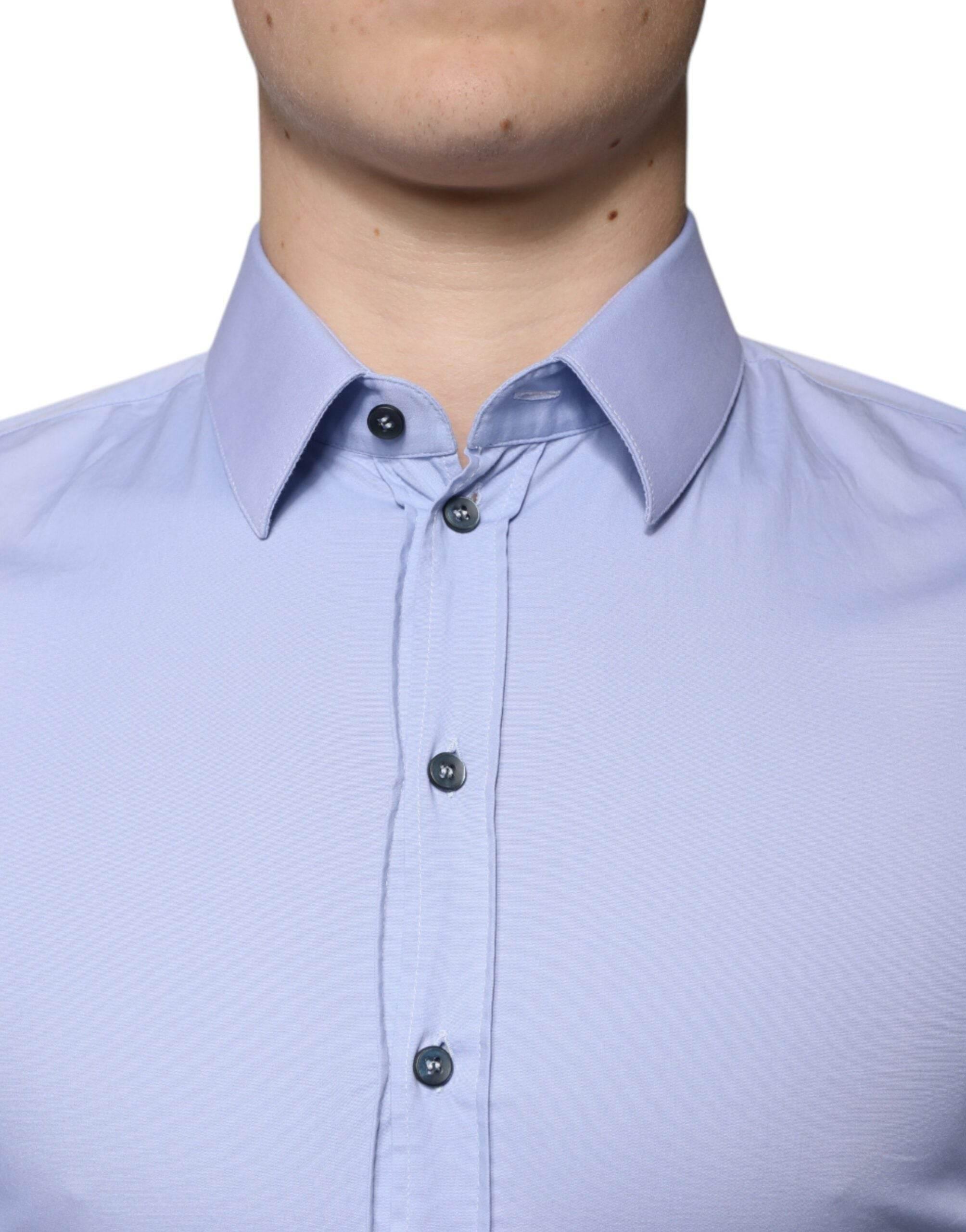 Dolce & Gabbana Light Blue Cotton Slim Fit SICILIA Dress Shirt - Hilstor