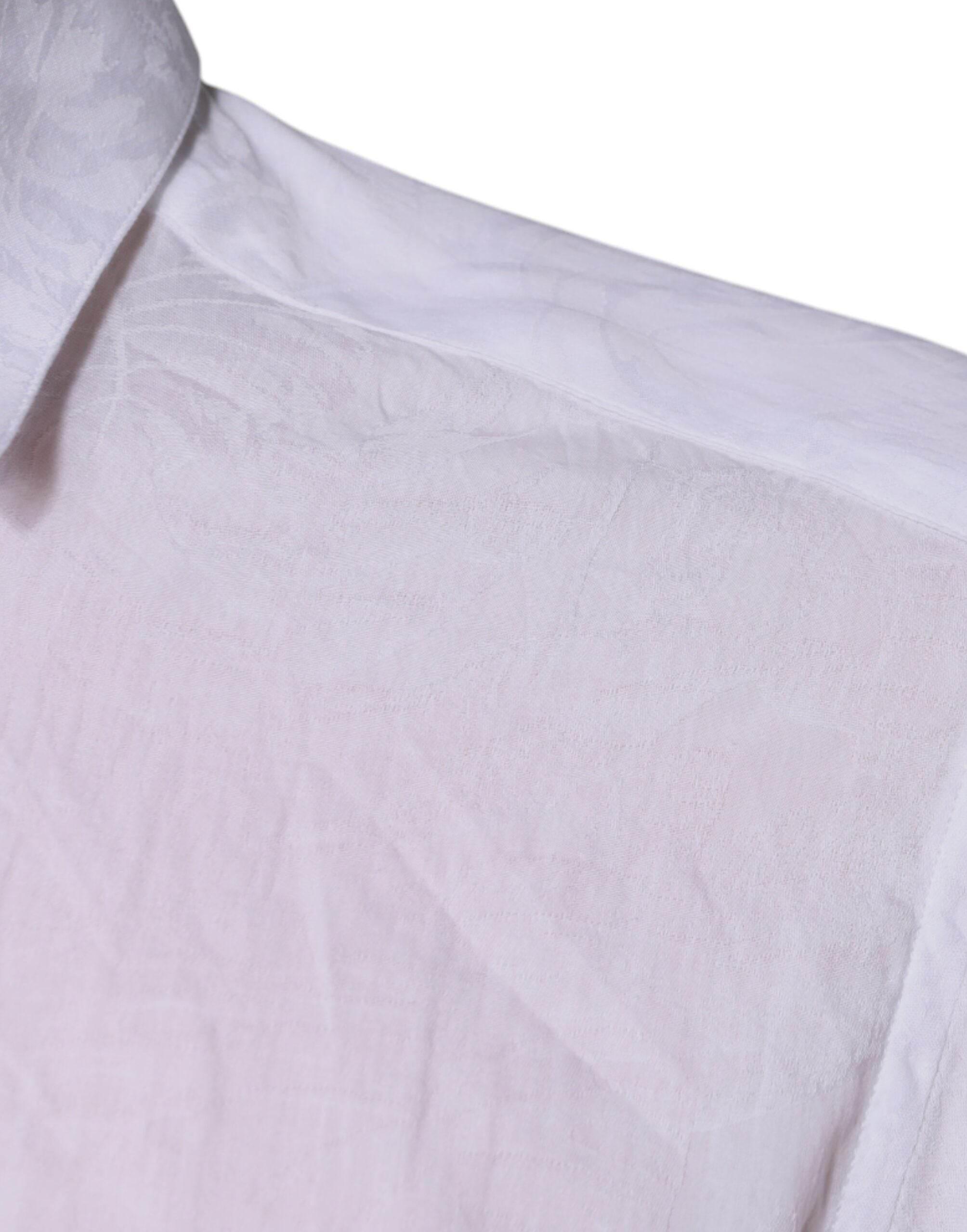 Dolce & Gabbana White Cotton Slim Fit Men Formal Dress Shirt - Hilstor