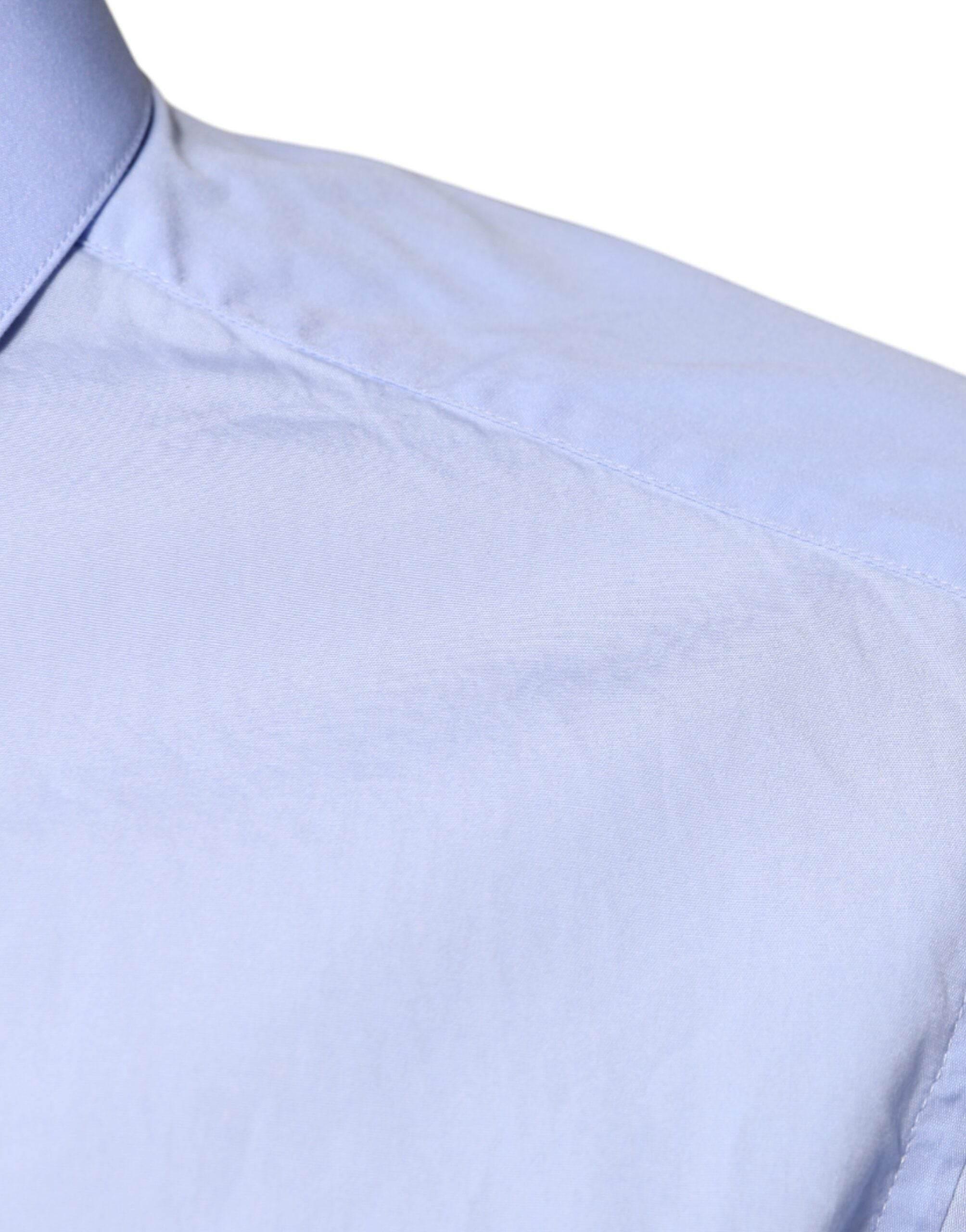 Dolce & Gabbana Light Blue Cotton Slim Fit GOLD Men Dress Shirt - Hilstor