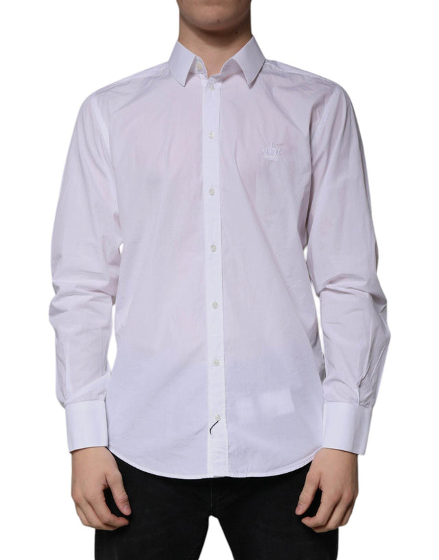 Dolce & Gabbana White Cotton Slim Fit MARTINI Men Dress Shirt - Hilstor
