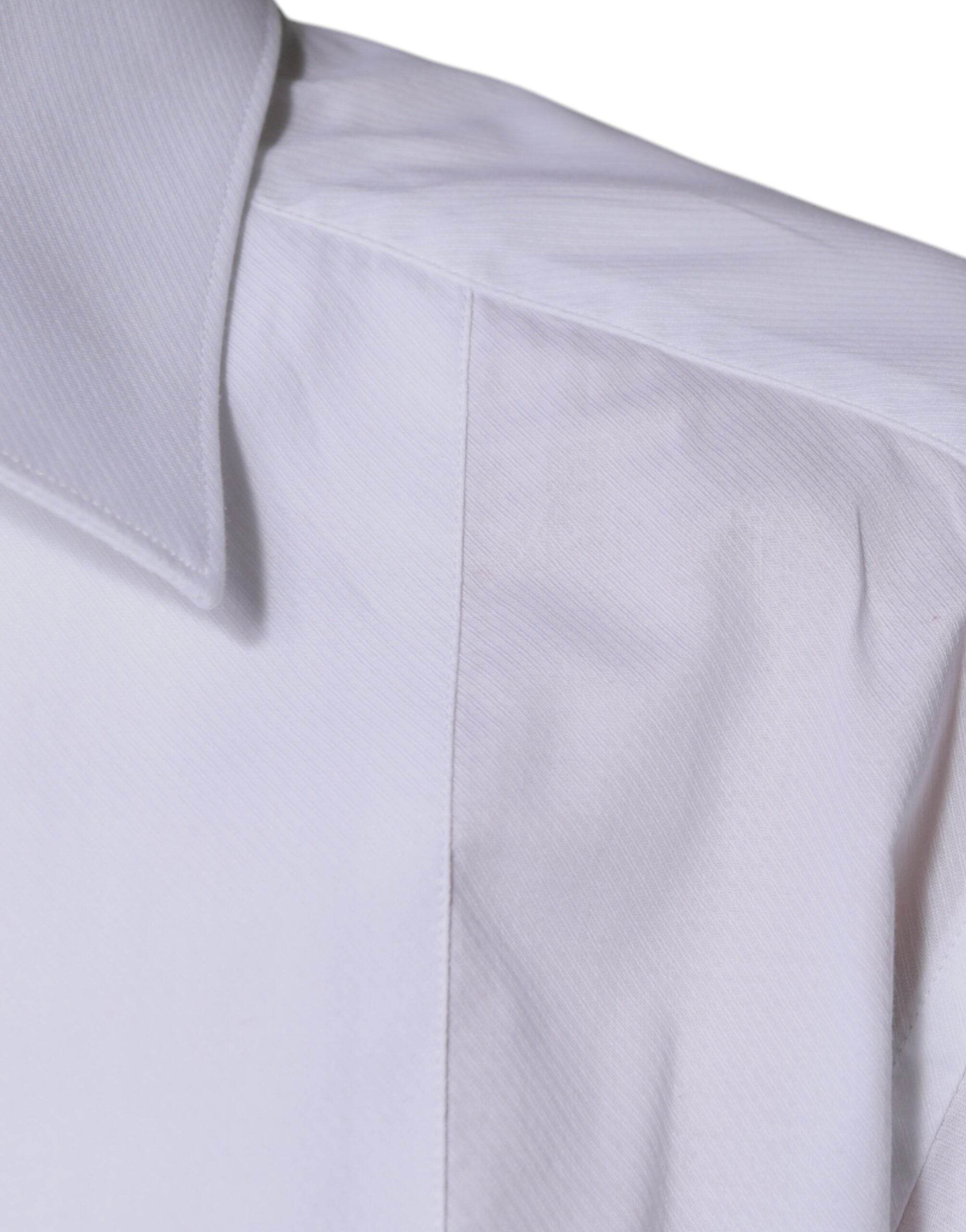 Dolce & Gabbana White Bib Cotton Poplin GOLD Formal Shirt - Hilstor