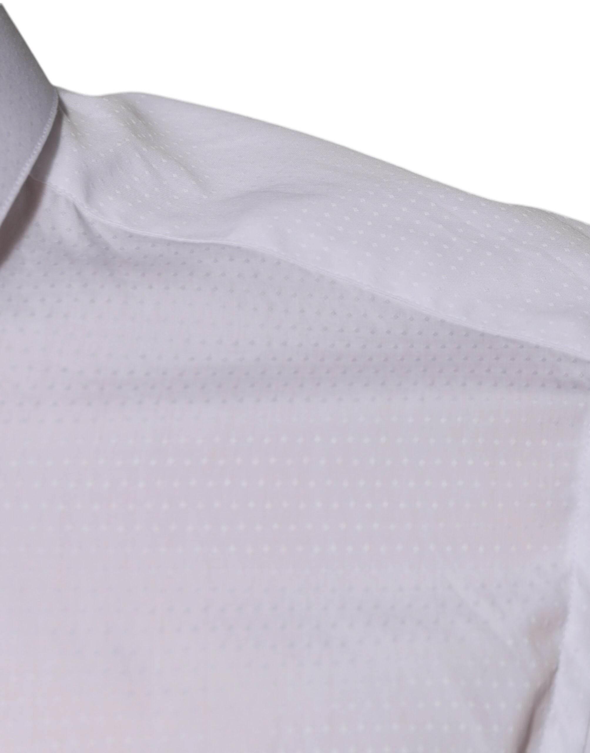 Dolce & Gabbana White Cotton Formal Men GOLD Dress Shirt - Hilstor