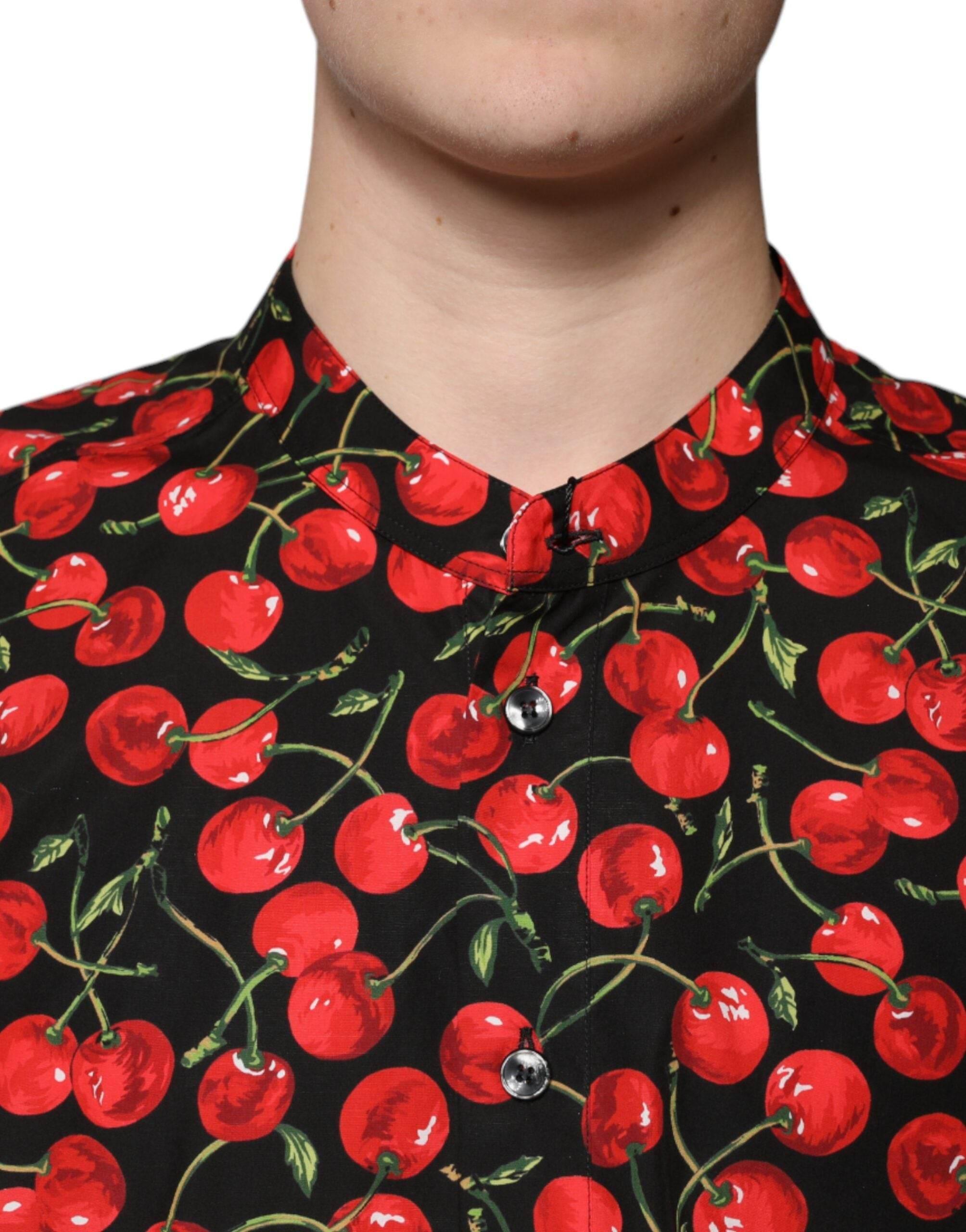 Dolce & Gabbana Black Cherry Cotton Button Down Casual Shirt - Hilstor
