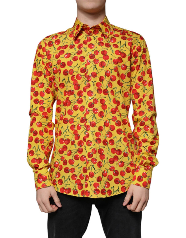 Dolce & Gabbana Yellow Cherry Cotton MARTINI Dress Shirt - Hilstor