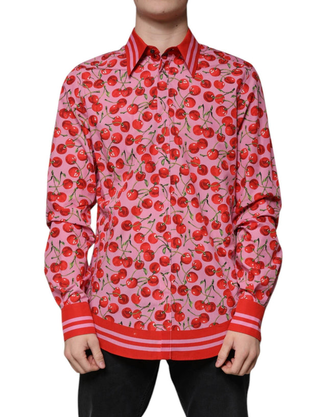 Dolce & Gabbana Pink Cherry Cotton Formal MARTINI Dress Shirt - Hilstor