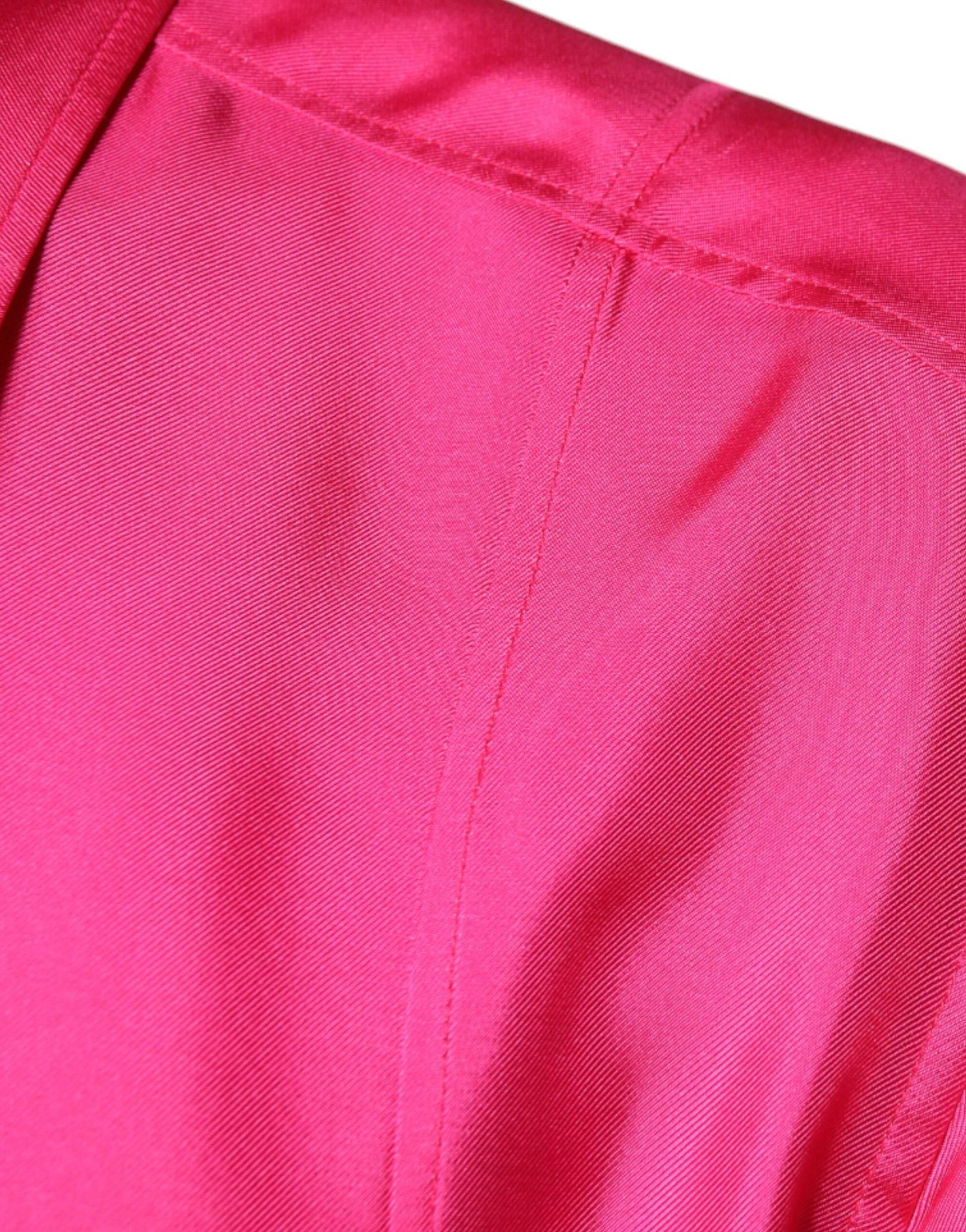 Dolce & Gabbana Pink Silk Collared Button Down Men Shirt - Hilstor