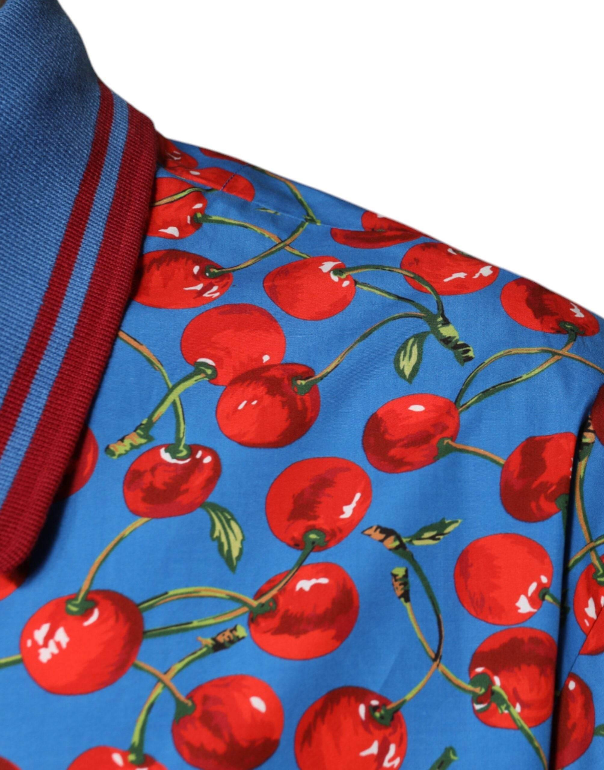 Dolce & Gabbana Blue Cherry Cotton Collared Men Polo T-shirt - Hilstor