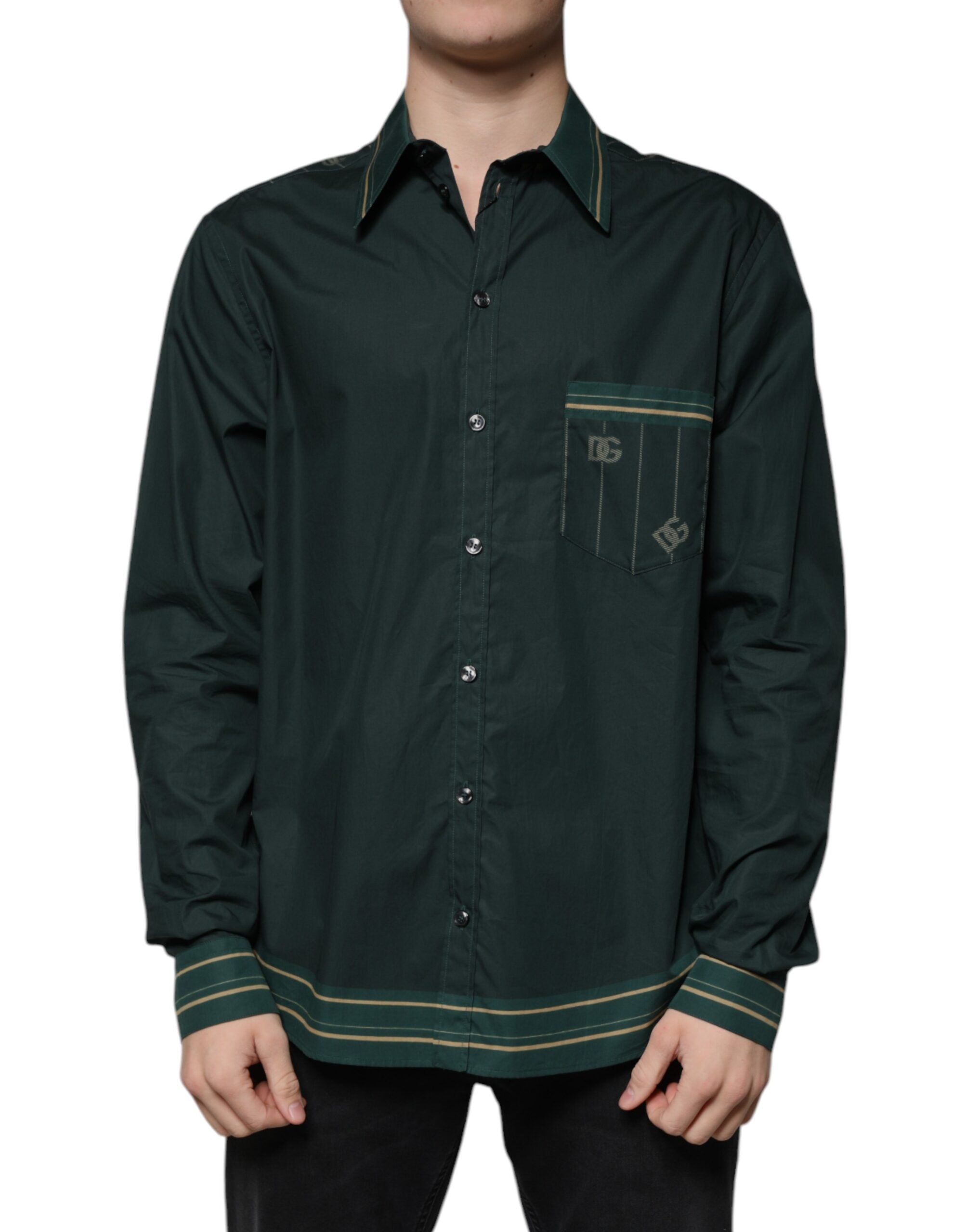 Dolce &amp; Gabbana grønt logo langærmet MARTINI Casual skjorte