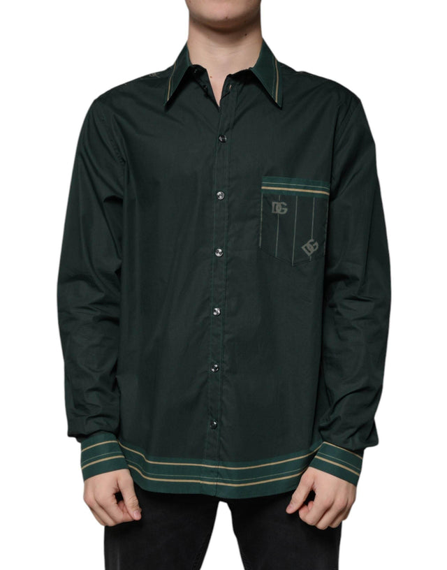 Dolce & Gabbana Green Logo Long Sleeve MARTINI Casual Shirt - Hilstor