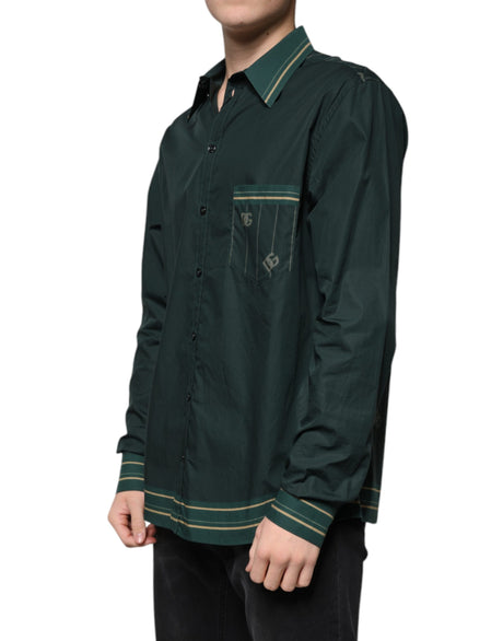 Dolce &amp; Gabbana Grön Logotyp Långärmad MARTINI Casual Skjorta