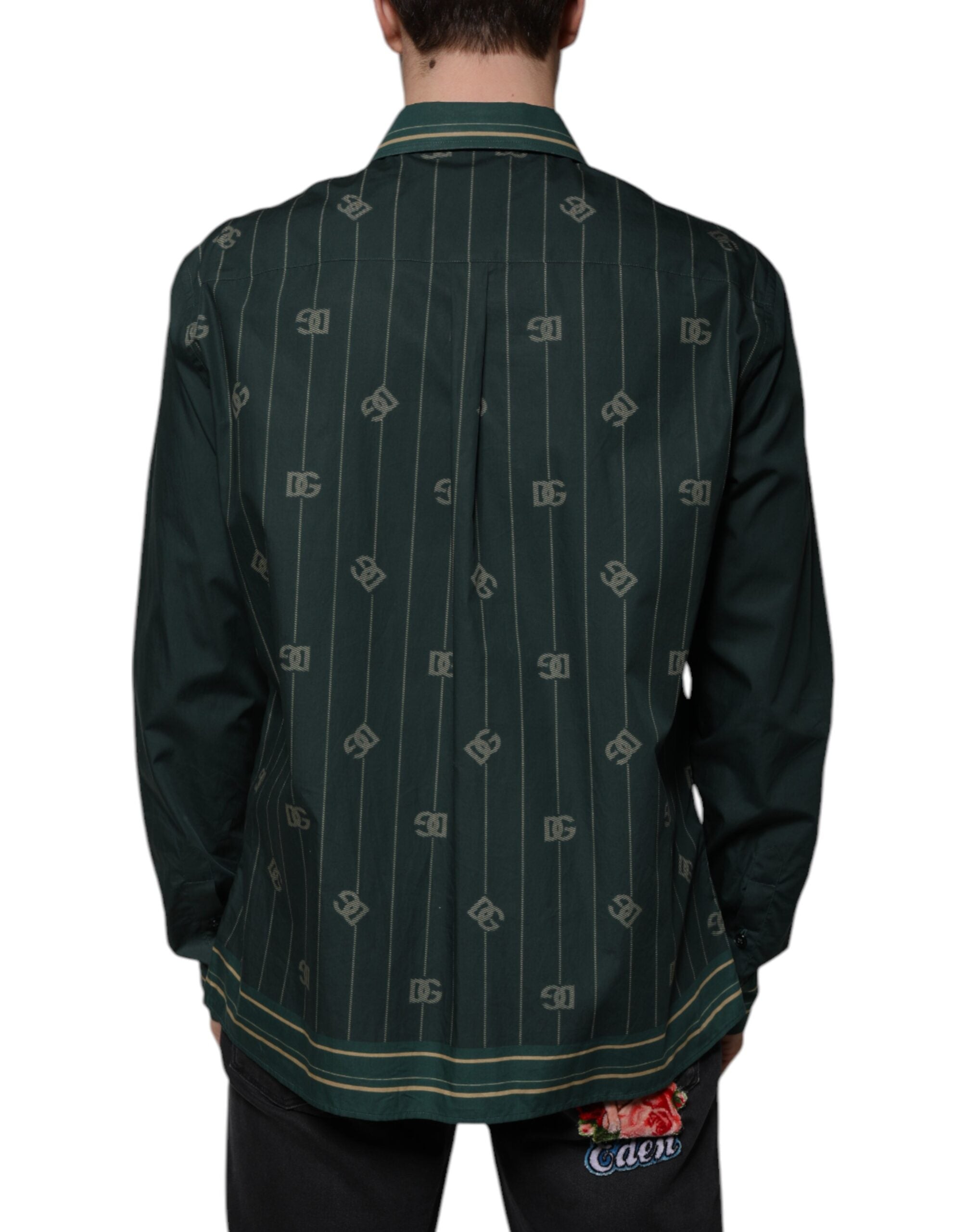 Dolce &amp; Gabbana grønt logo langærmet MARTINI Casual skjorte