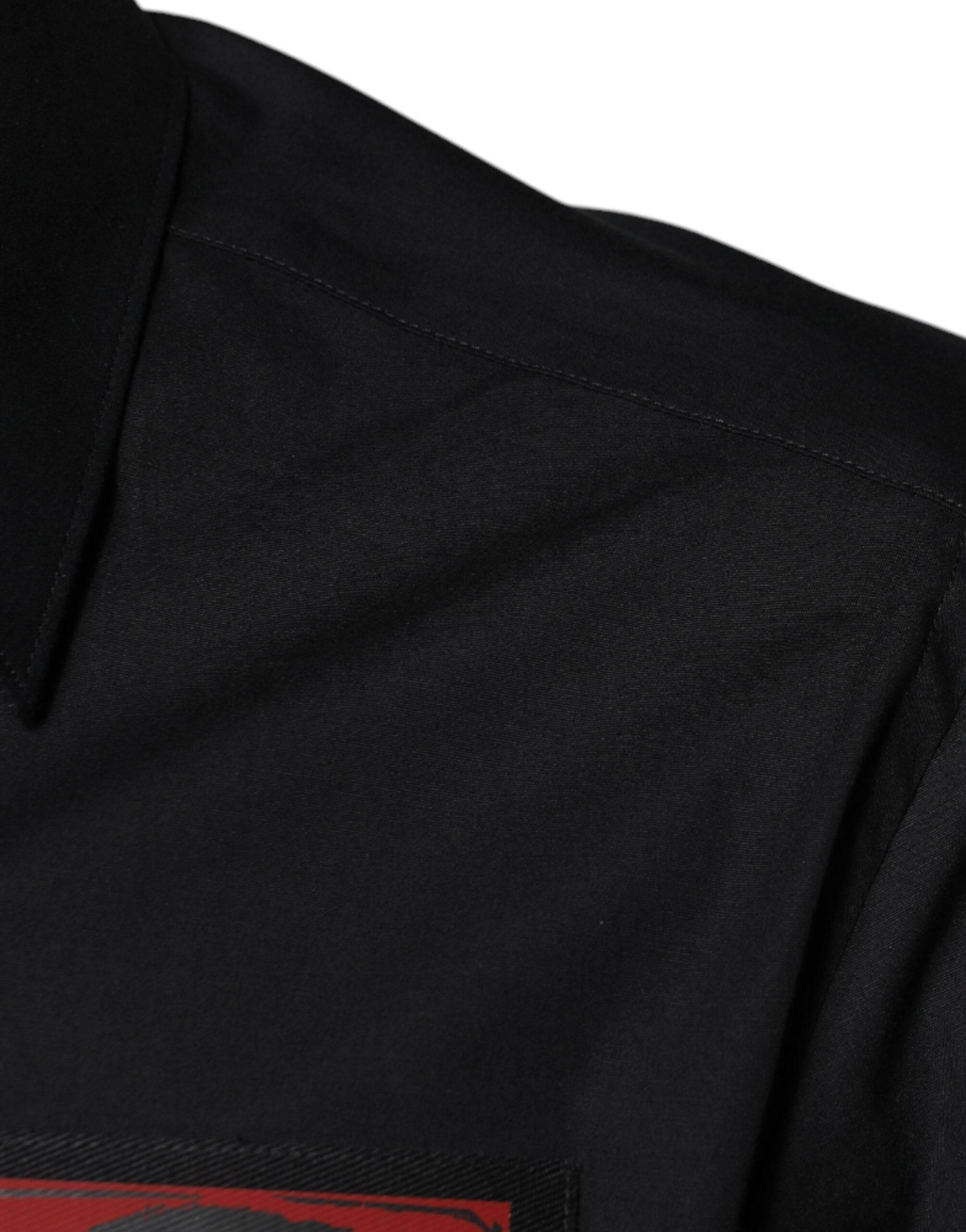 Dolce & Gabbana Black Eye Patch Long Sleeve GOLD Dress Shirt - Hilstor