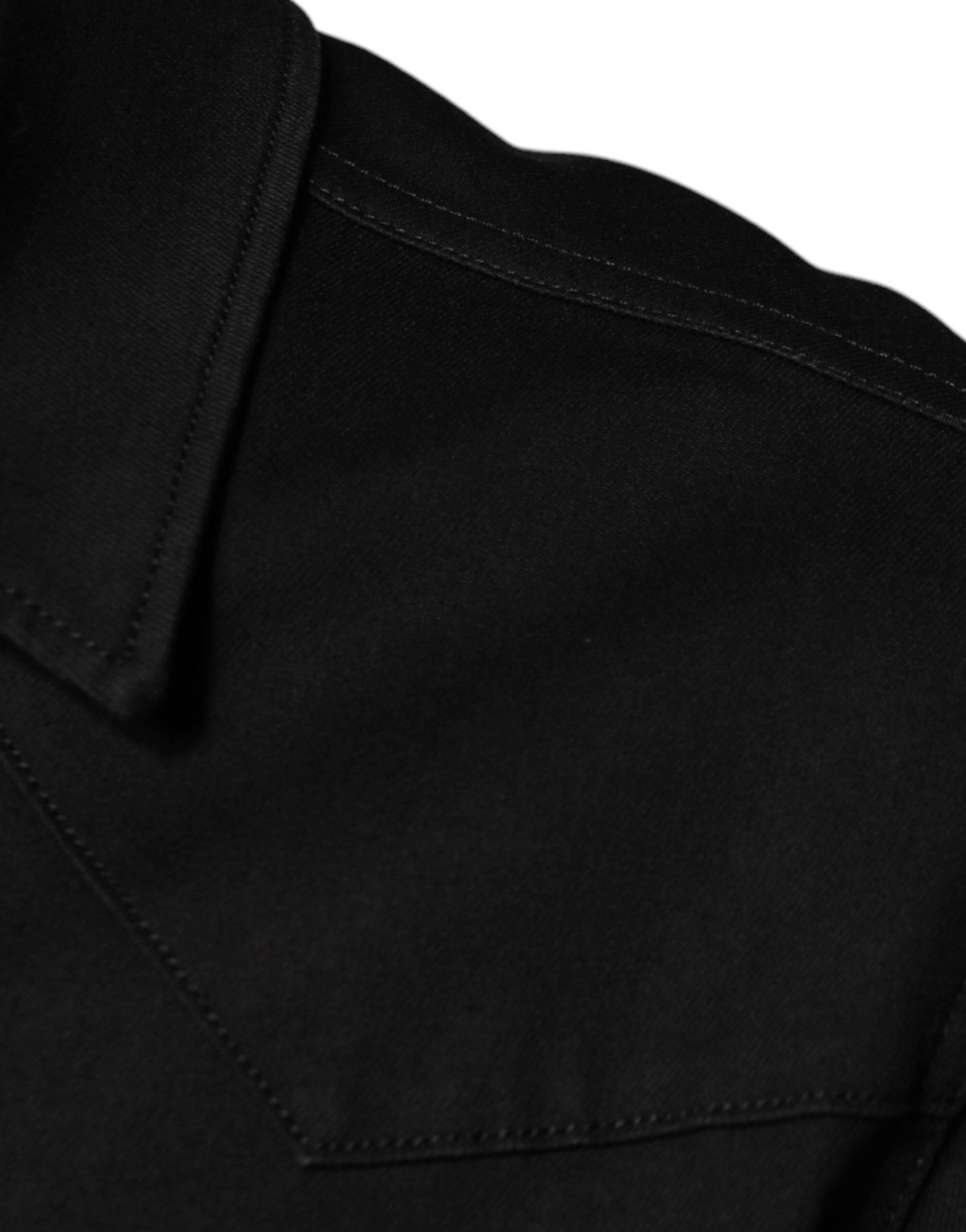Dolce & Gabbana Black Cotton Collared Button Down Shirt - Hilstor