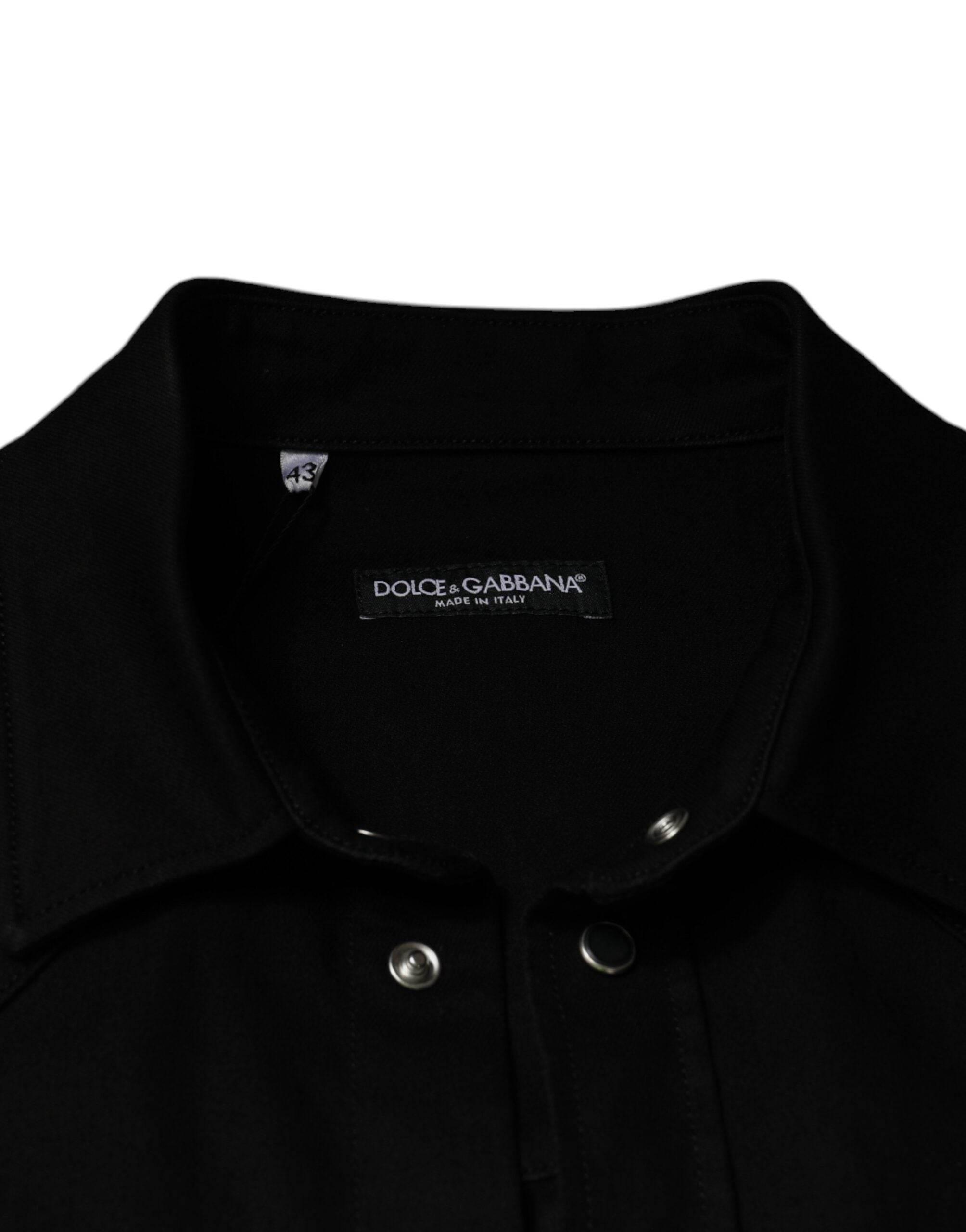 Dolce & Gabbana Black Cotton Collared Button Down Shirt - Hilstor