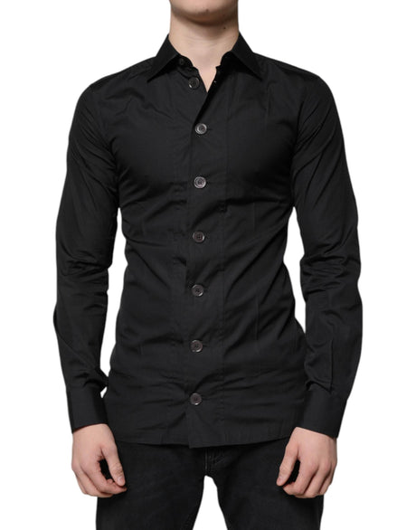 Dolce & Gabbana Black Cotton Formal Long Sleeves Dress Shirt - Hilstor