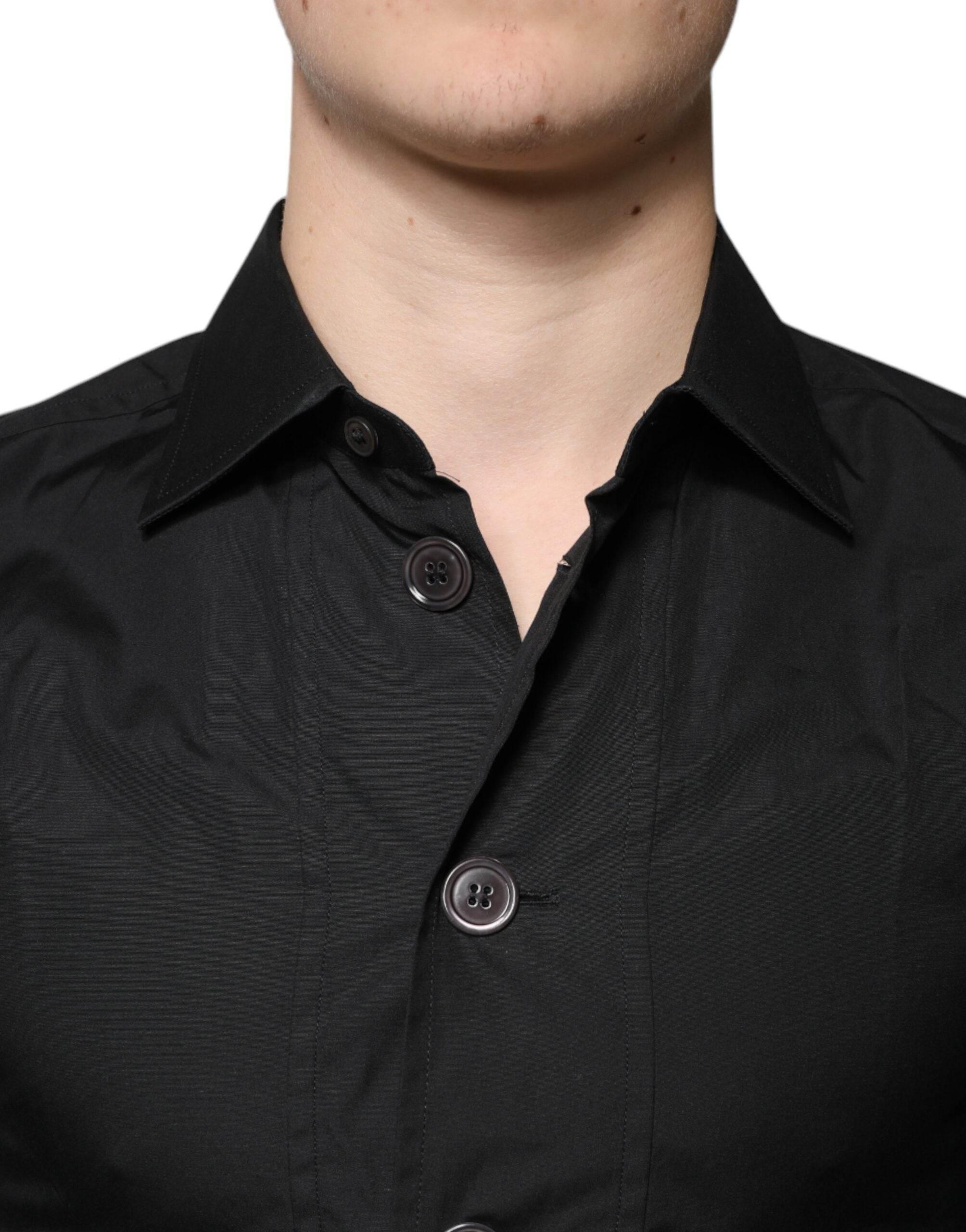Dolce & Gabbana Black Cotton Formal Long Sleeves Dress Shirt - Hilstor