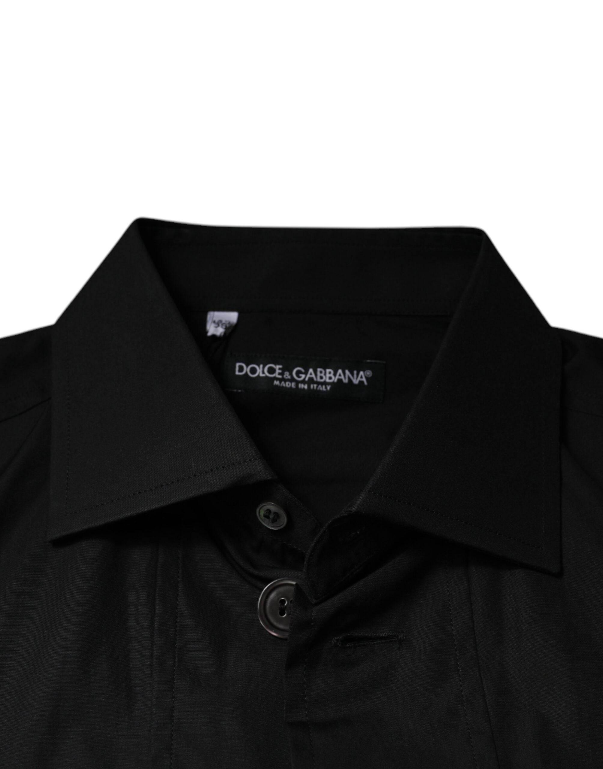 Dolce & Gabbana Black Cotton Formal Long Sleeves Dress Shirt - Hilstor