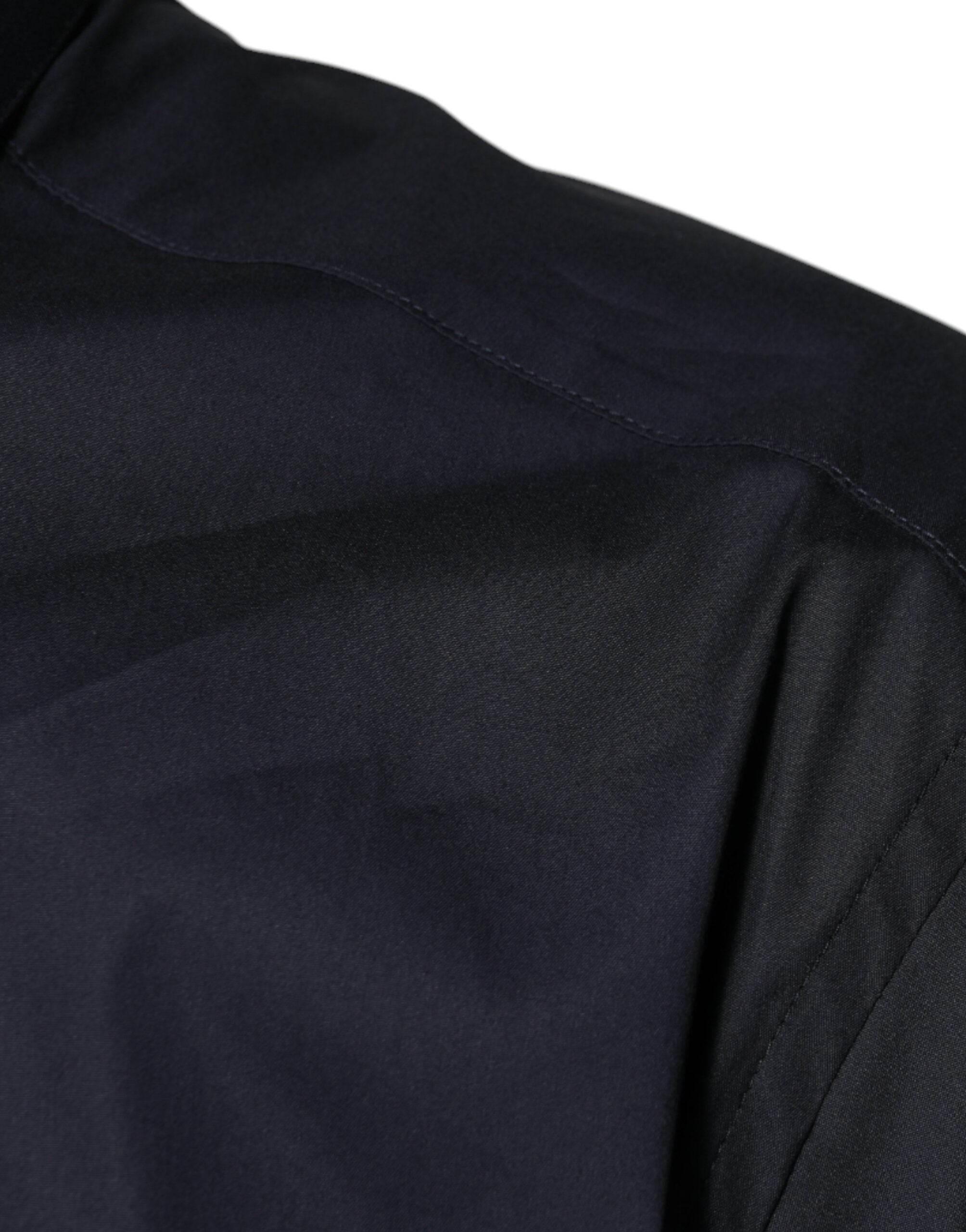 Dolce & Gabbana Black Cotton Blend Formal GOLD Dress Shirt - Hilstor