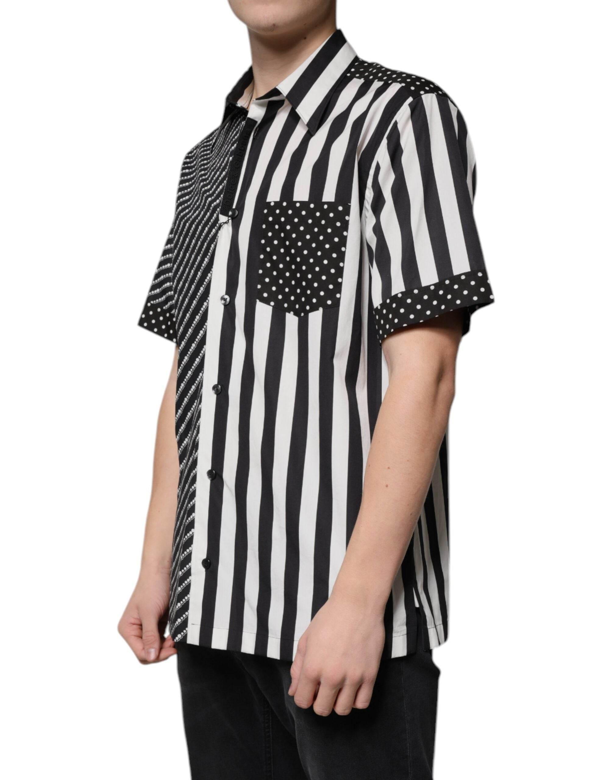 Dolce & Gabbana Black White Striped Button Down Casual Shirt - Hilstor