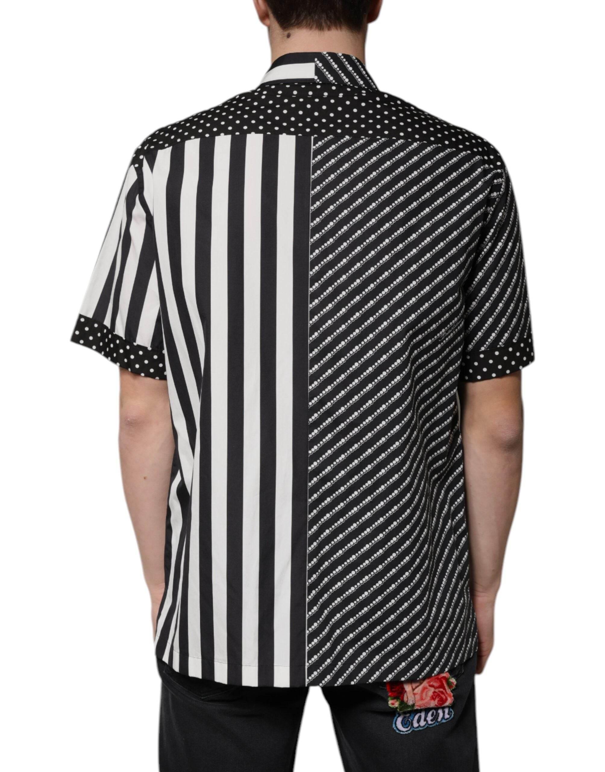 Dolce & Gabbana Black White Striped Button Down Casual Shirt - Hilstor